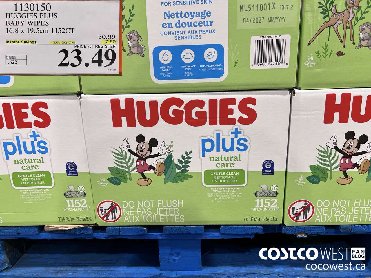 1130150 HUGGIES PLUS BABY WIPES 16.8 X 19.5 CM 1152CT ($7.50 INSTANT SAVINGS EXPIRES ON 2025-07-06) $23.49