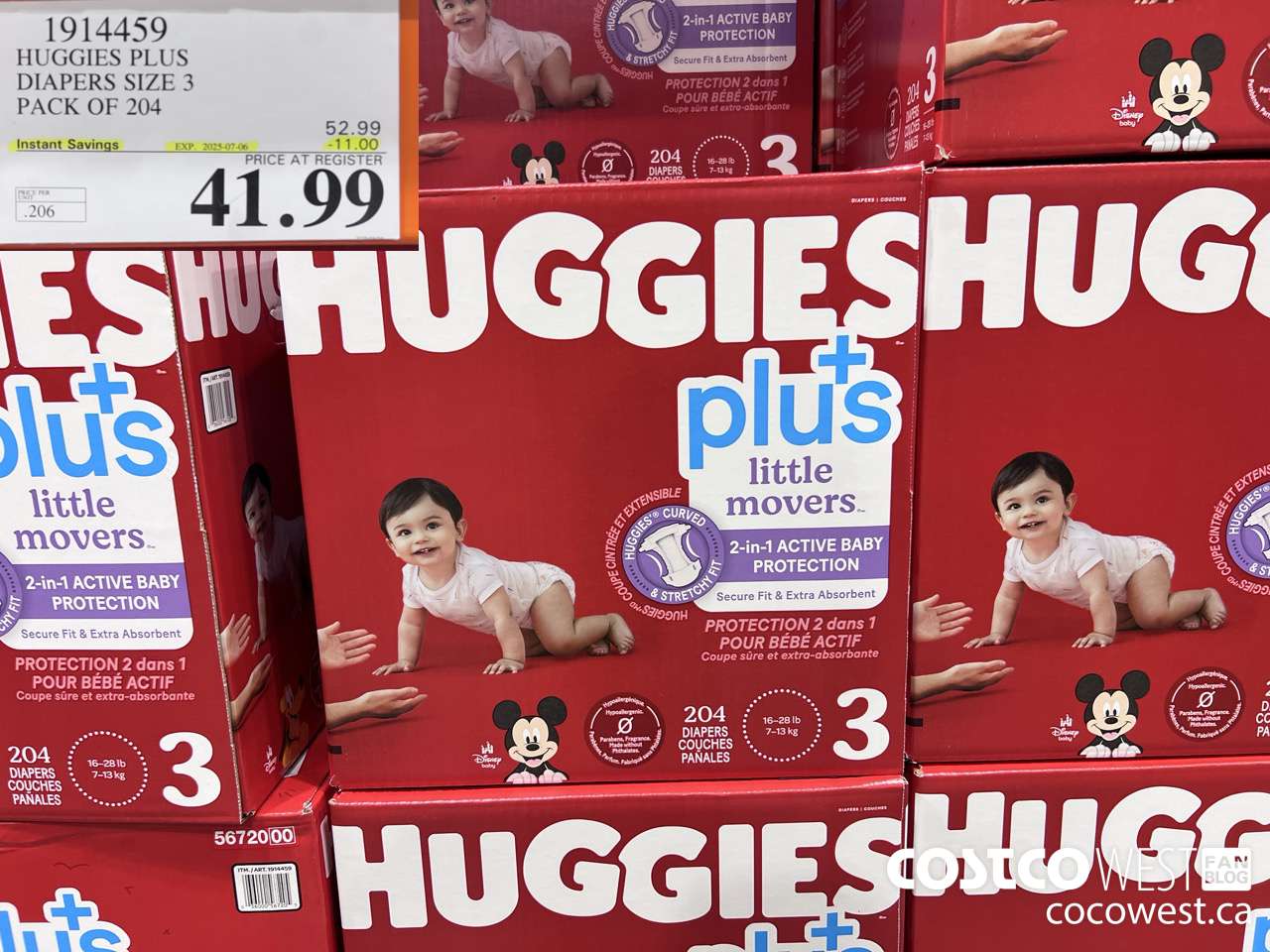 1914459 HUGGIES PLUS DIAPERS SIZE 3 PACK OF 204 ($11.00 INSTANT SAVINGS EXPIRES ON 2025-07-06) $41.99