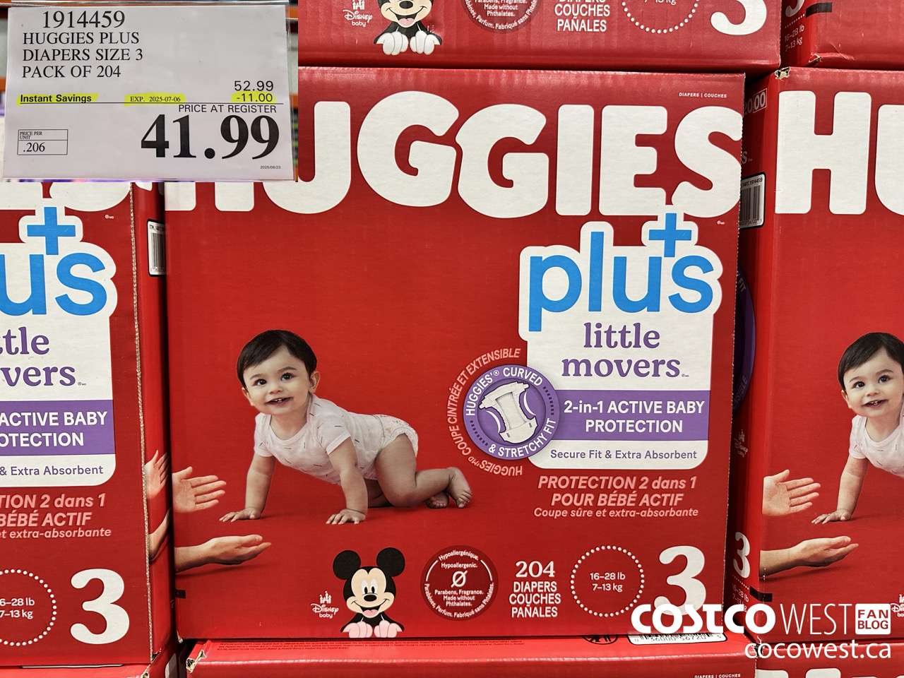 1914459 HUGGIES PLUS DIAPERS SIZE 3 PACK OF 204 ($11.00 INSTANT SAVINGS EXPIRES ON 2025-07-06) $41.99