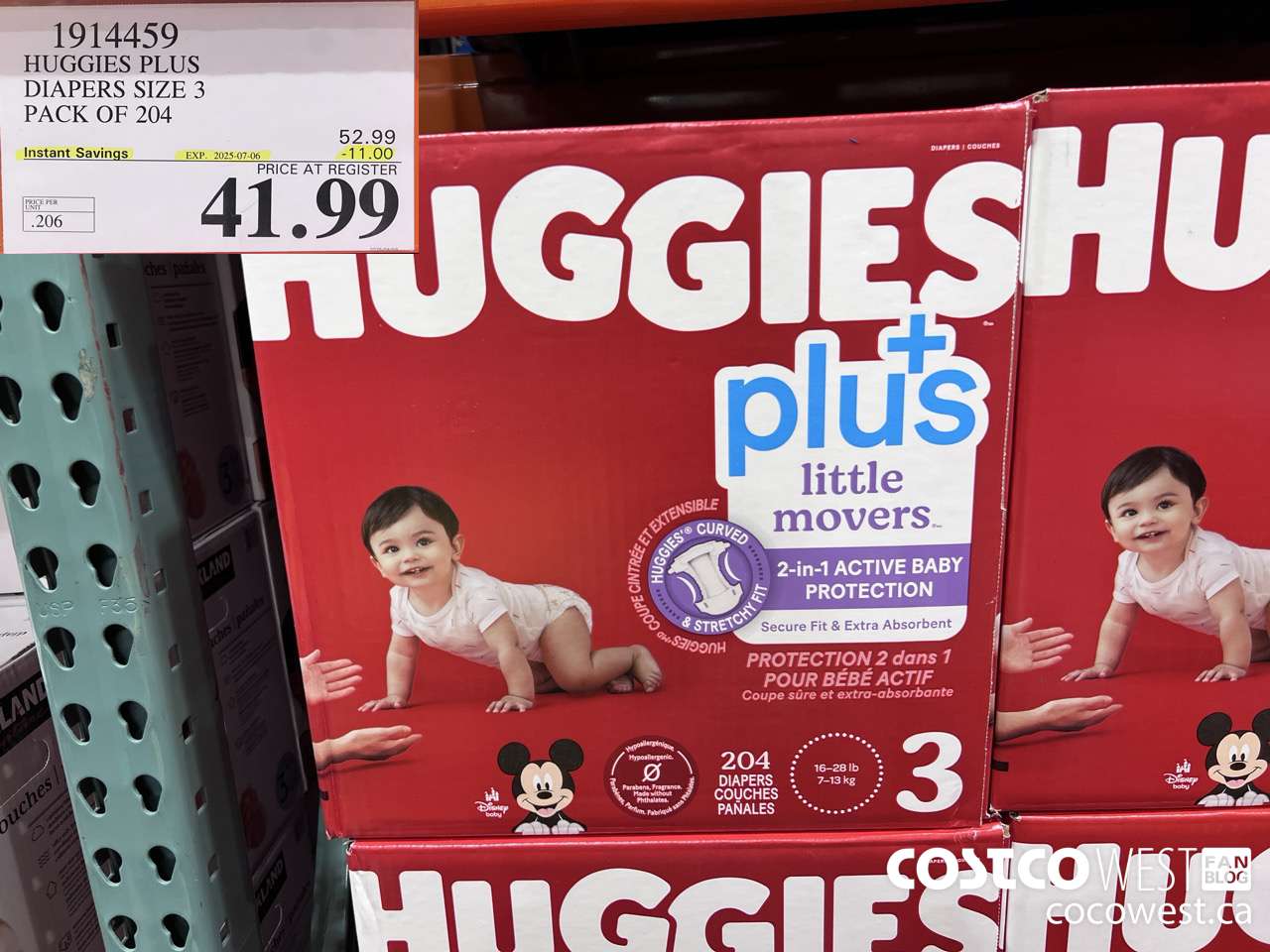 1914459 HUGGIES PLUS DIAPERS SIZE 3 PACK OF 204 ($11.00 INSTANT SAVINGS EXPIRES ON 2025-07-06) $41.99