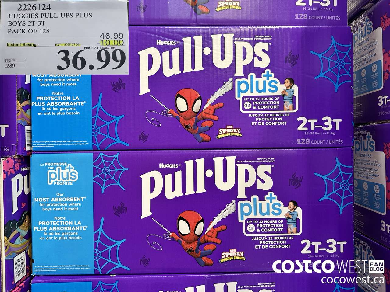 2226124 HUGGIES PULL-UPS PLUS BOYS 2T-3T PACK OF 128 ($10.00 INSTANT SAVINGS EXPIRES ON 2025-07-06) $36.99
