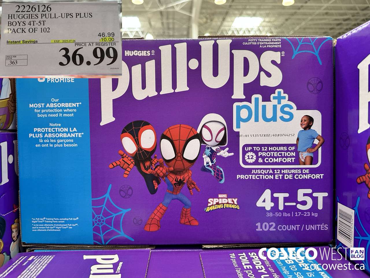 2226126 HUGGIES PULL-UPS PLUS BOYS 4T-5T PACK OF 102 ($10.00 INSTANT SAVINGS EXPIRES ON 2025-07-06) $36.99