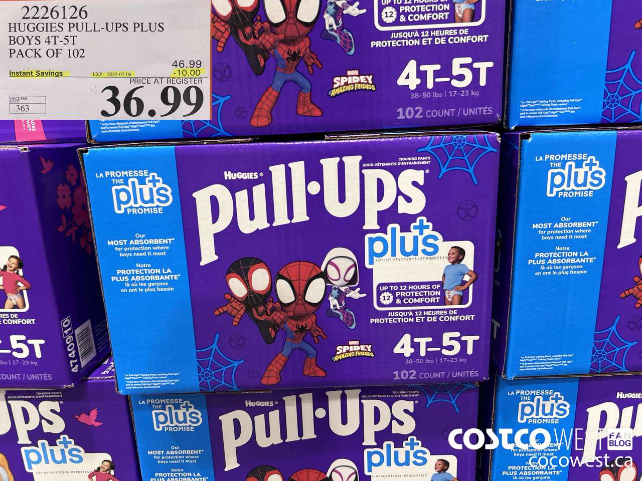 2226126 HUGGIES PULL-UPS PLUS BOYS 4T-5T PACK OF 102 ($10.00 INSTANT SAVINGS EXPIRES ON 2025-07-06) $36.99