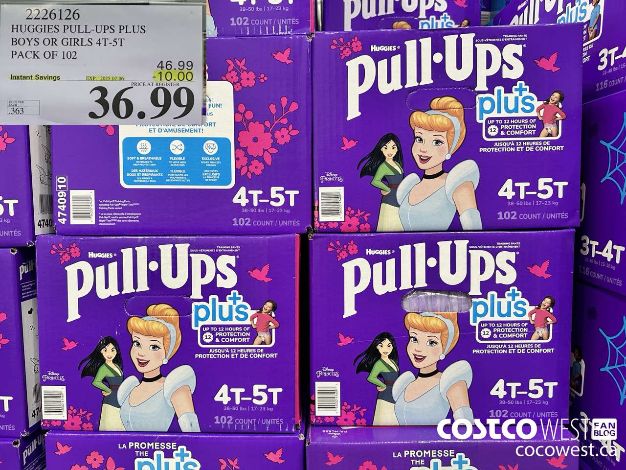 2226126 HUGGIES PULL-UPS PLUS BOYS 4T-5T PACK OF 102 ($10.00 INSTANT SAVINGS EXPIRES ON 2025-07-06) $36.99