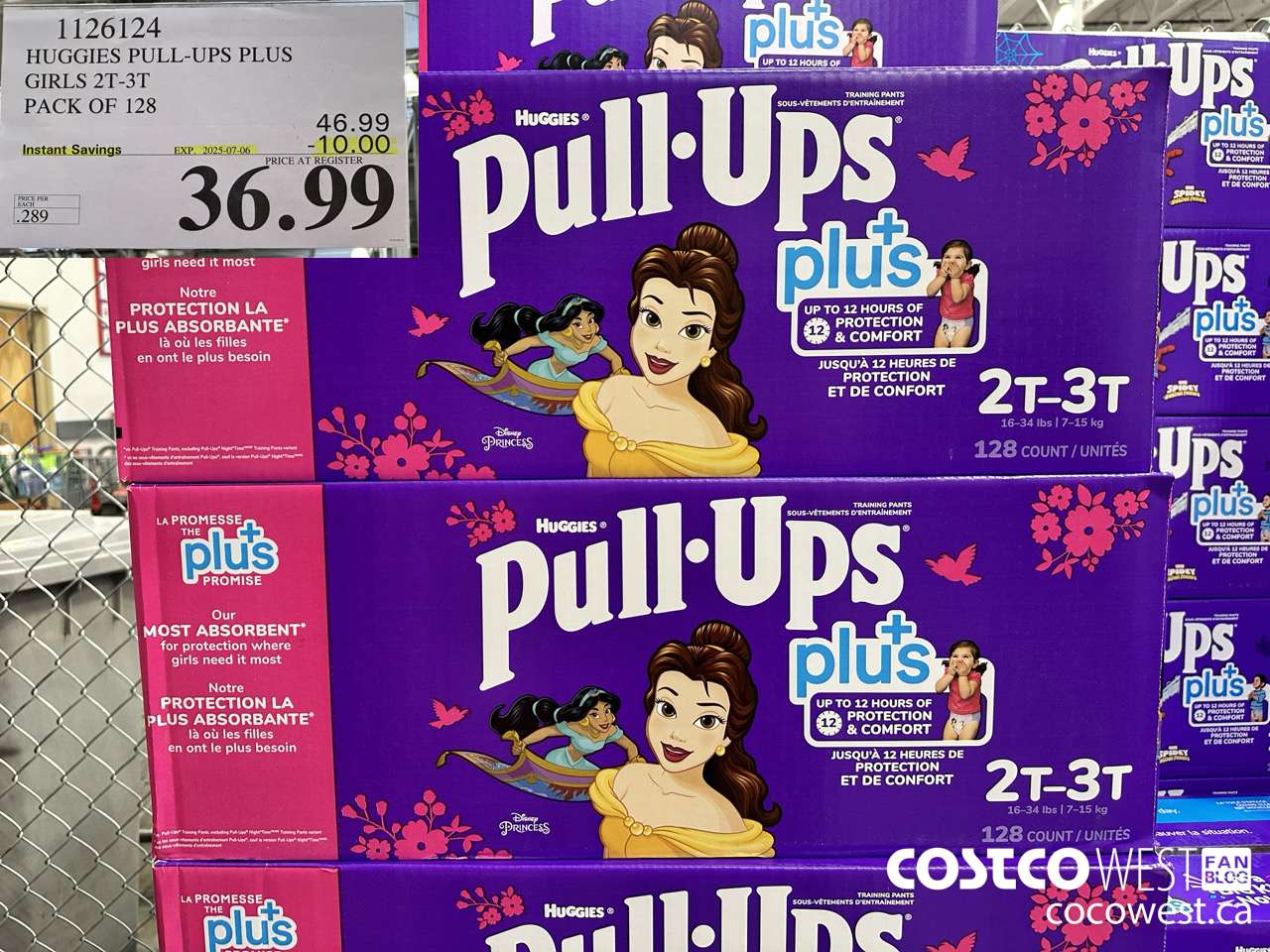 1126124 HUGGIES PULL-UPS PLUS GIRLS 2T-3T PACK OF 128 ($10.00 INSTANT SAVINGS EXPIRES ON 2025-07-06) $36.99