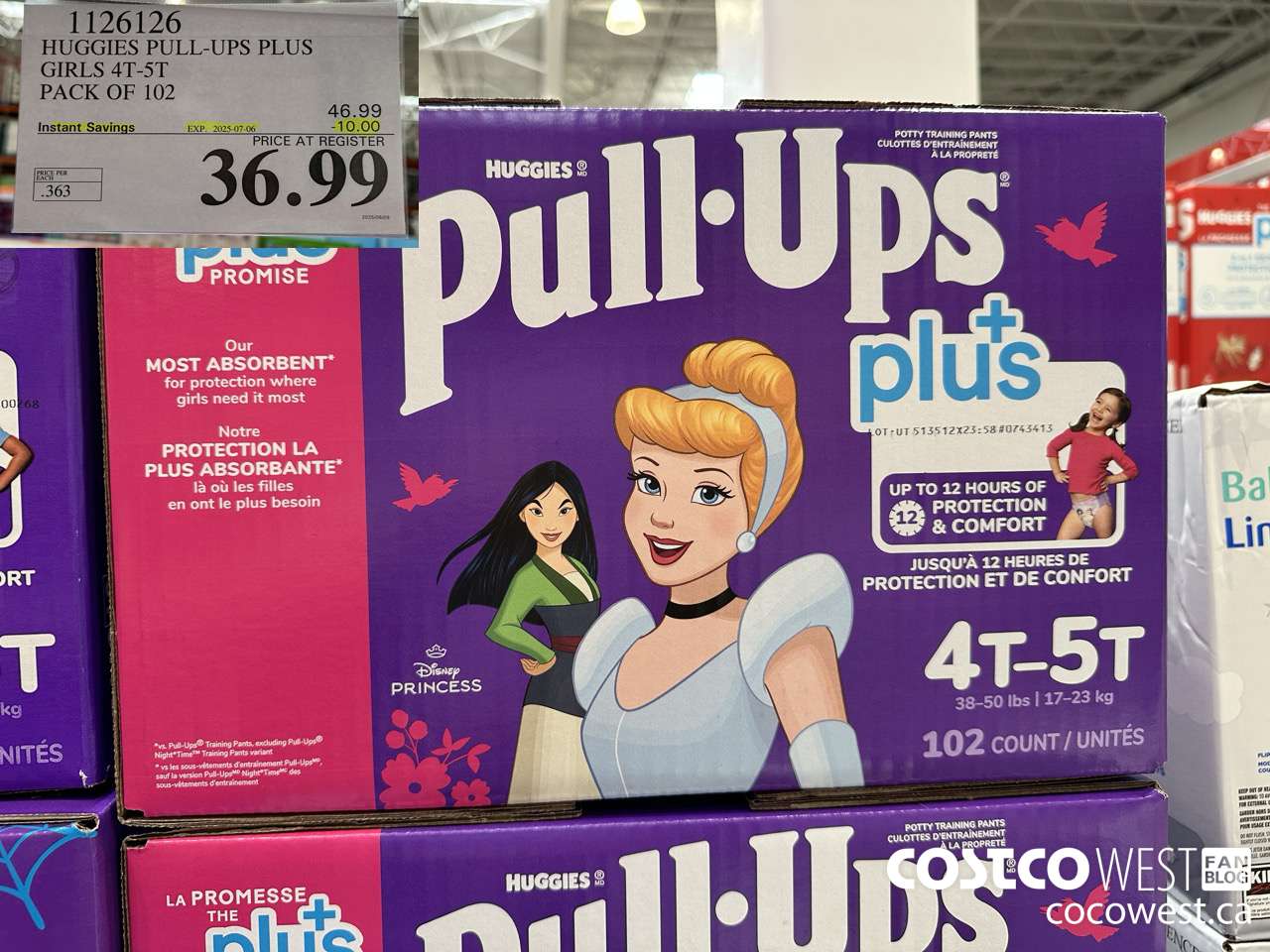 1126126 HUGGIES PULL-UPS PLUS GIRLS 4T-5T PACK OF 102 ($10.00 INSTANT SAVINGS EXPIRES ON 2025-07-06) $36.99