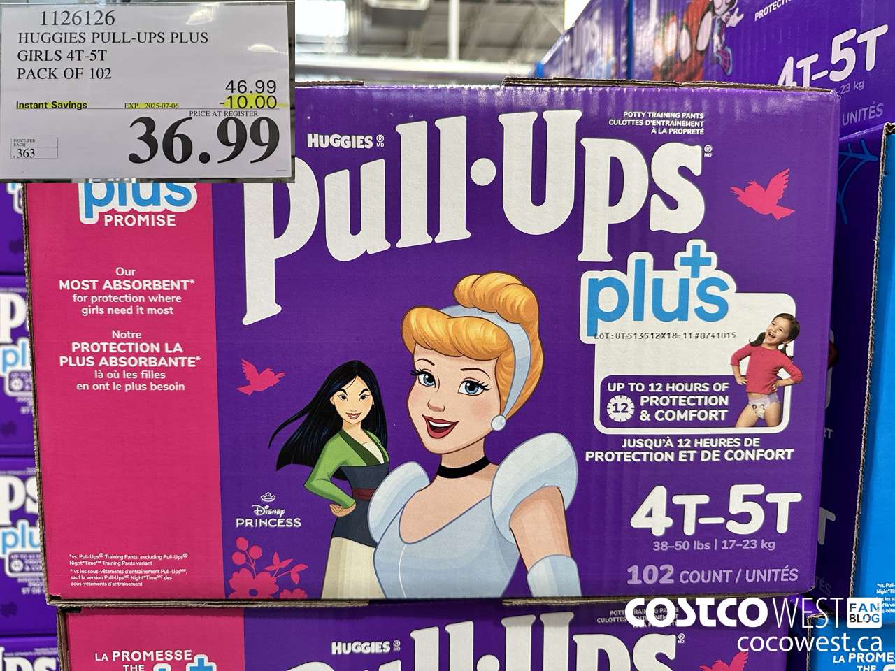 1126126 HUGGIES PULL-UPS PLUS GIRLS 4T-5T PACK OF 102 ($10.00 INSTANT SAVINGS EXPIRES ON 2025-07-06) $36.99