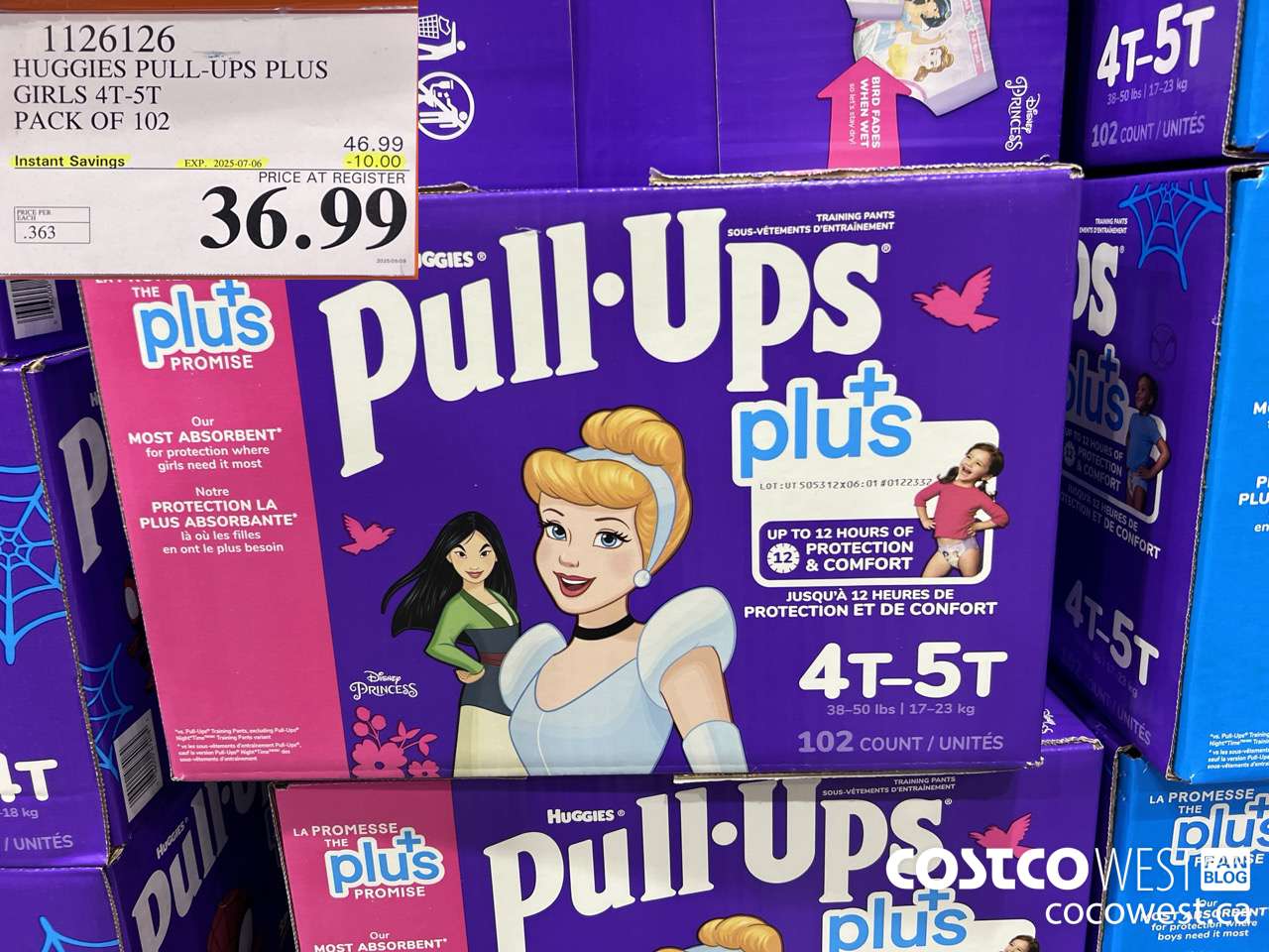1126126 HUGGIES PULL-UPS PLUS GIRLS 4T-5T PACK OF 102 ($10.00 INSTANT SAVINGS EXPIRES ON 2025-07-06) $36.99