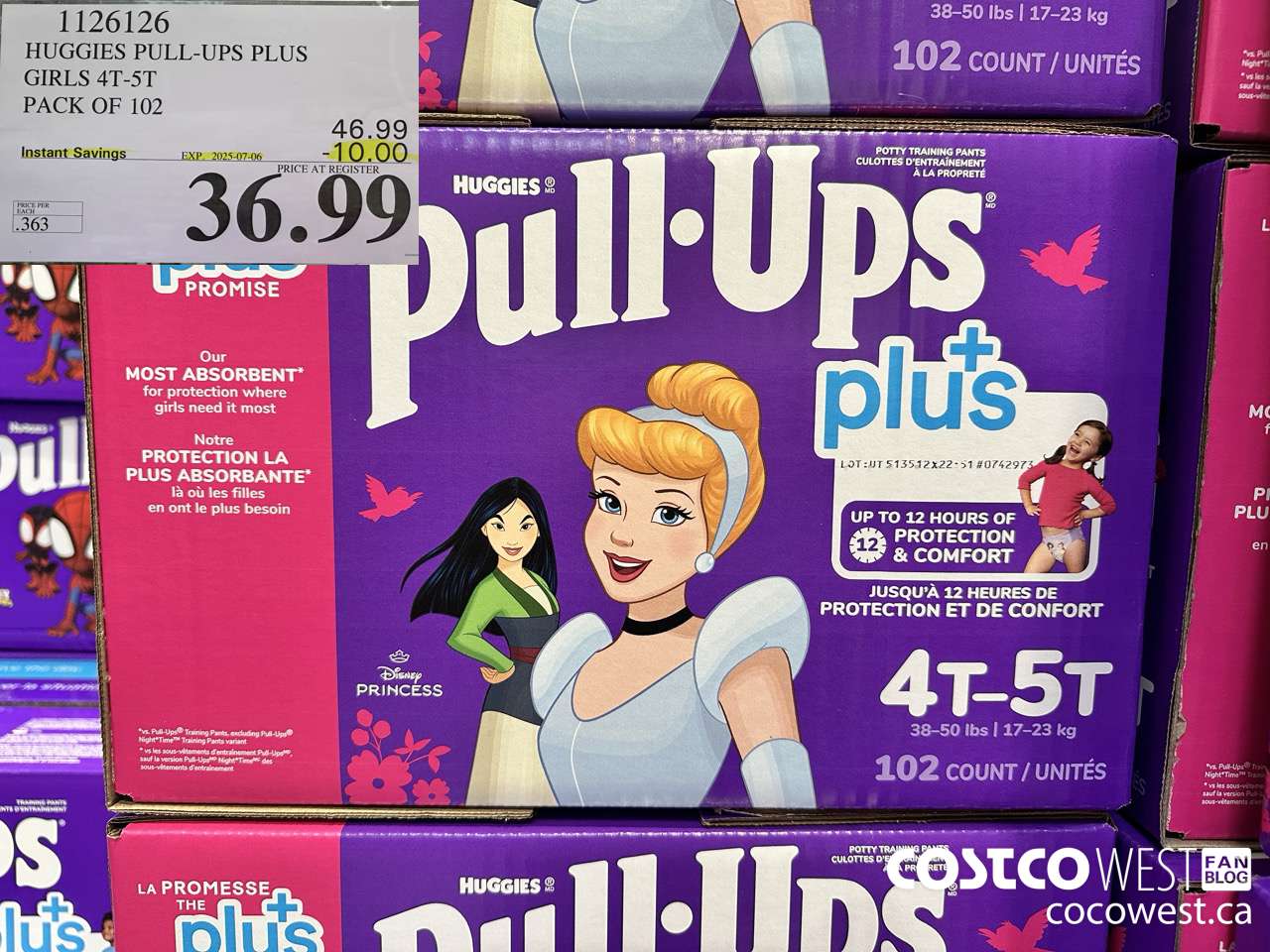1126126 HUGGIES PULL-UPS PLUS GIRLS 4T-5T PACK OF 102 ($10.00 INSTANT SAVINGS EXPIRES ON 2025-07-06) $36.99