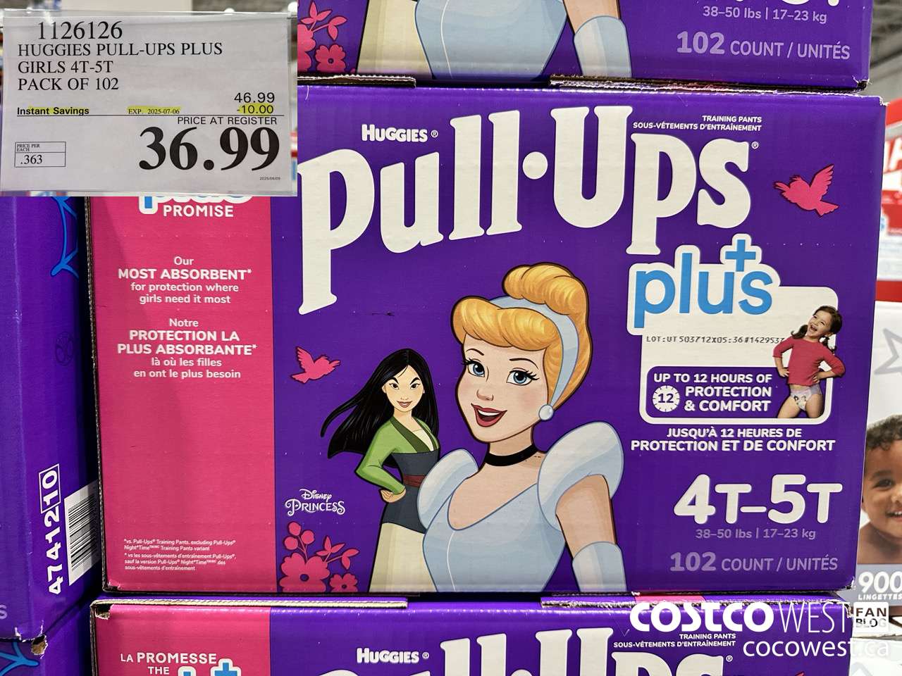 1126126 HUGGIES PULL-UPS PLUS GIRLS 4T-5T PACK OF 102 ($10.00 INSTANT SAVINGS EXPIRES ON 2025-07-06) $36.99