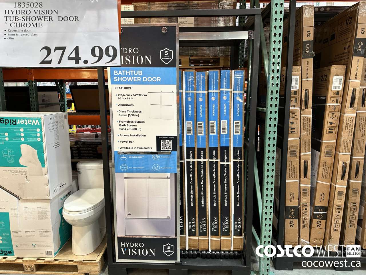 1835028 HYDRO VISION TUB-SHOWER DOOR CHROME $274.99