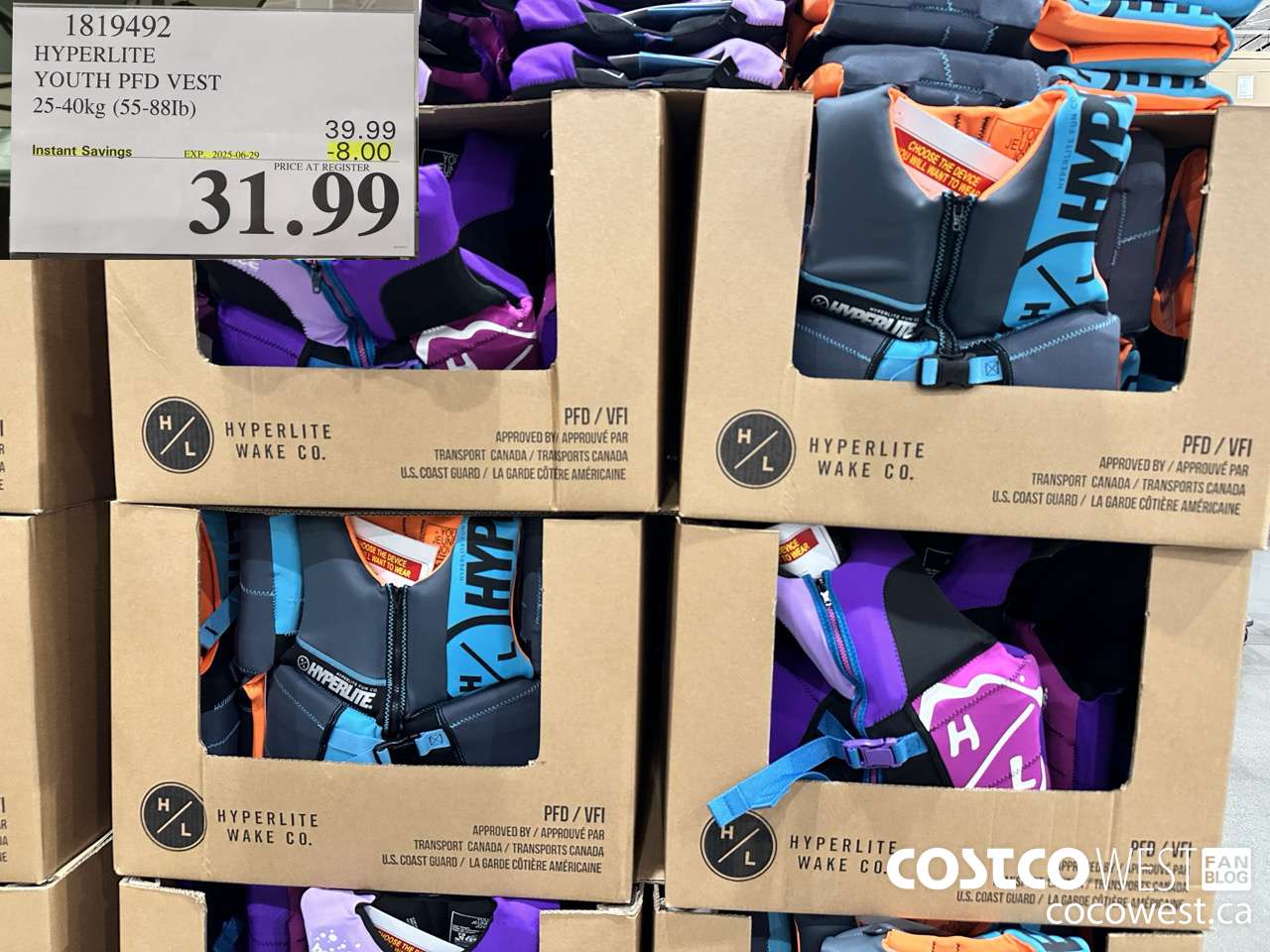 1819492 HYPERLITE YOUTH PFD VEST 25-40KG (55-88LB) ($8.00 INSTANT SAVINGS EXPIRES ON 2025-06-29) $31.99