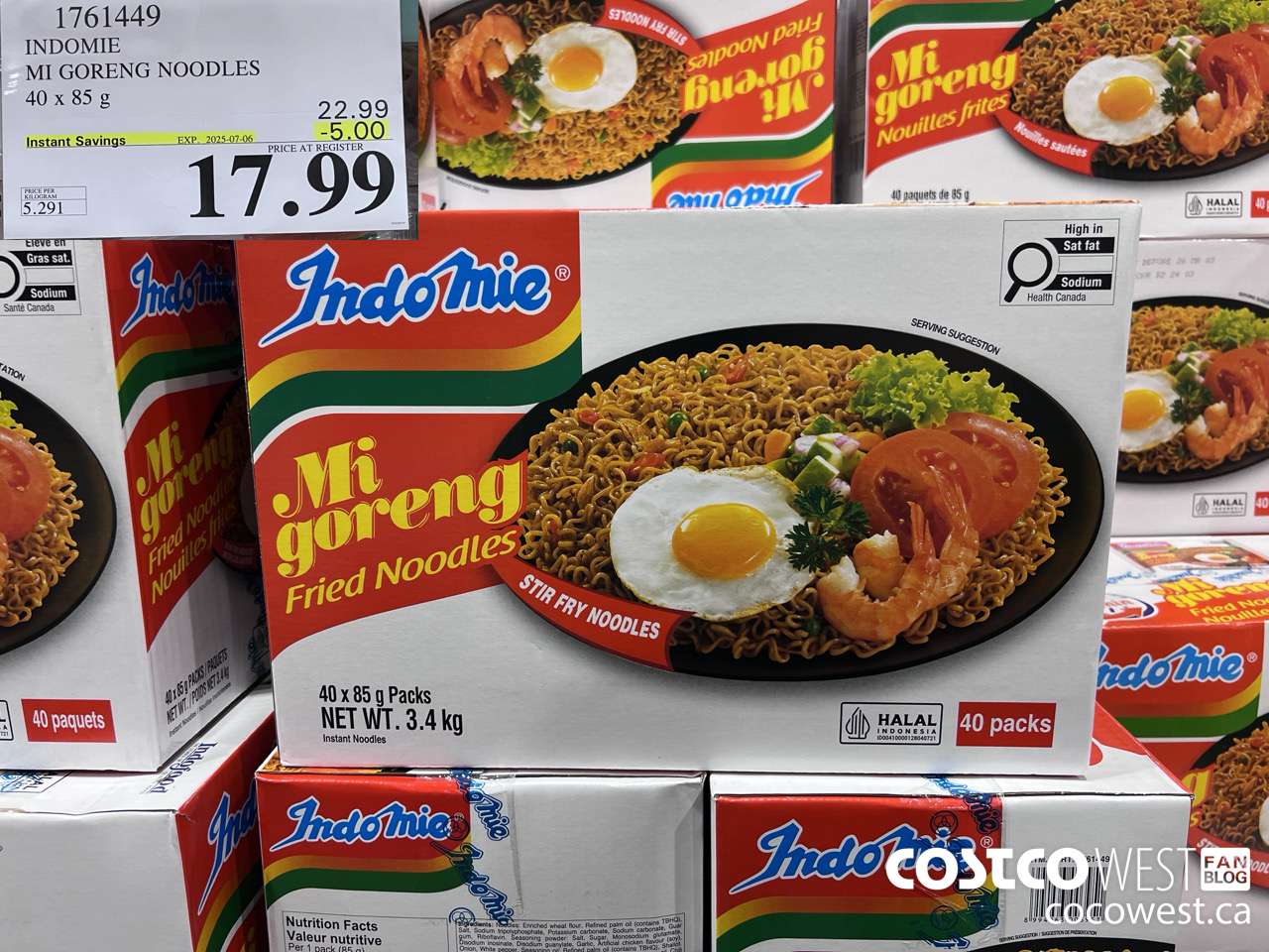1761449 INDOMIE MI GORENG NOODLES 40 x 85 g ($5.00 INSTANT SAVINGS EXPIRES ON 2025-07-06) $17.99