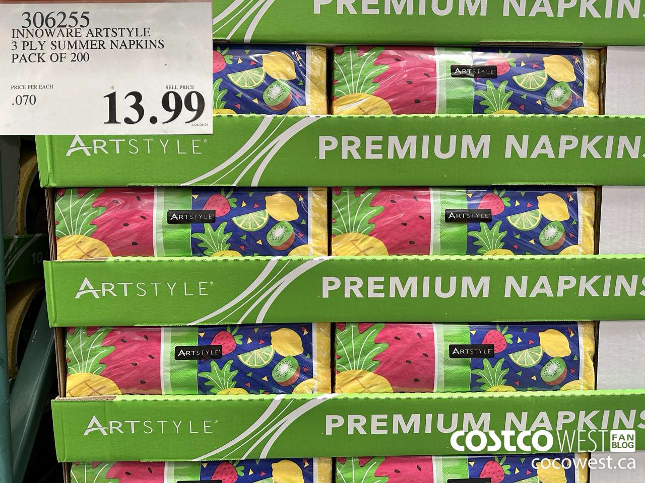 306255 INNOWARE ARTSTYLE 3 PLY SUMMER NAPKINS PACK OF 200 $13.99