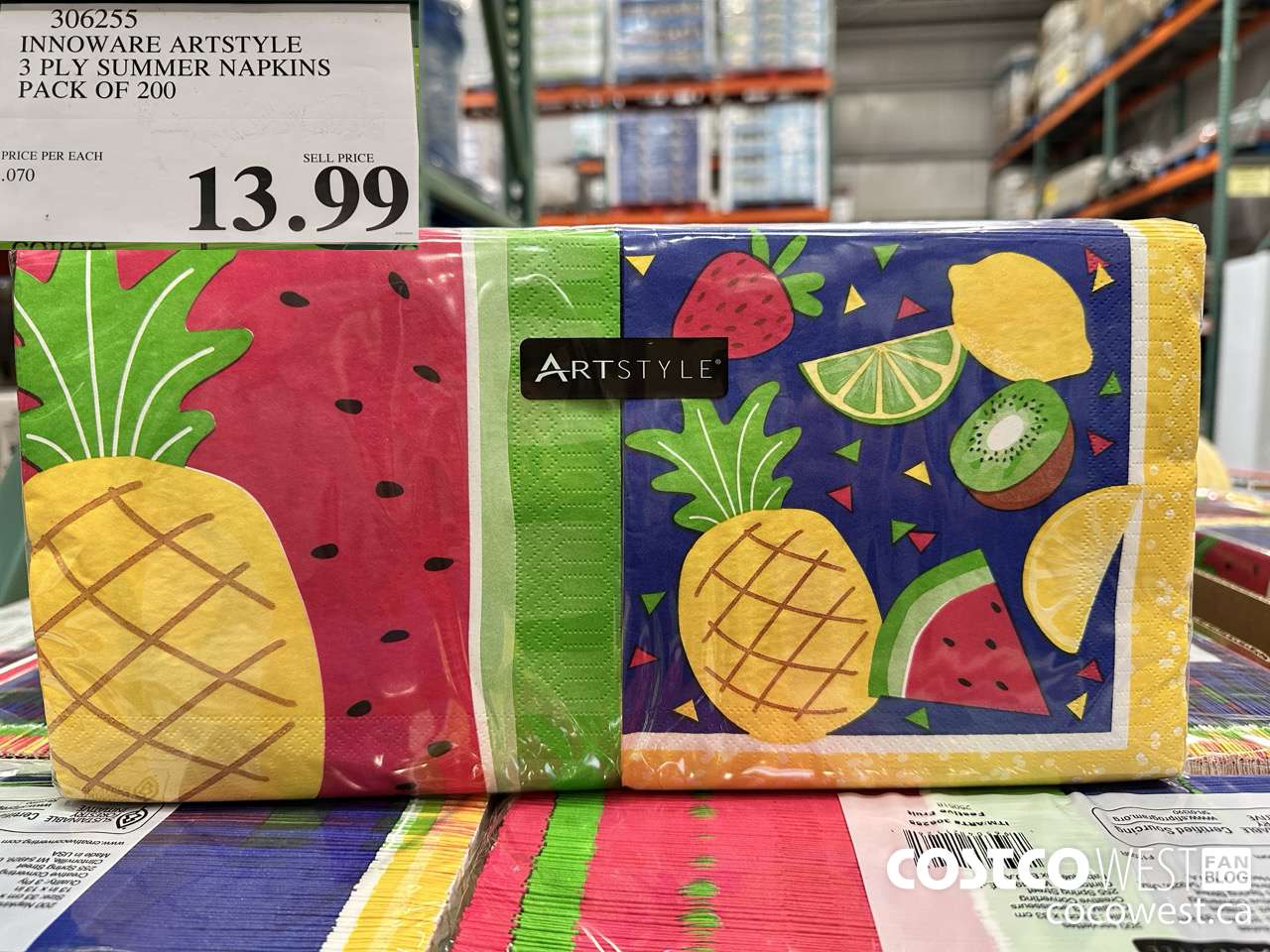 306255 INNOWARE ARTSTYLE 3 PLY SUMMER NAPKINS PACK OF 200 $13.99