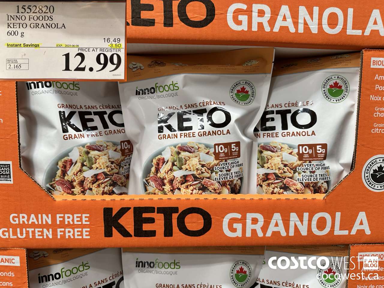 1552820 INNO FOODS ORGANIC KETO GRANOLA 600 g  ($3.50 INSTANT SAVINGS EXPIRES ON 2025-06-08) $12.99