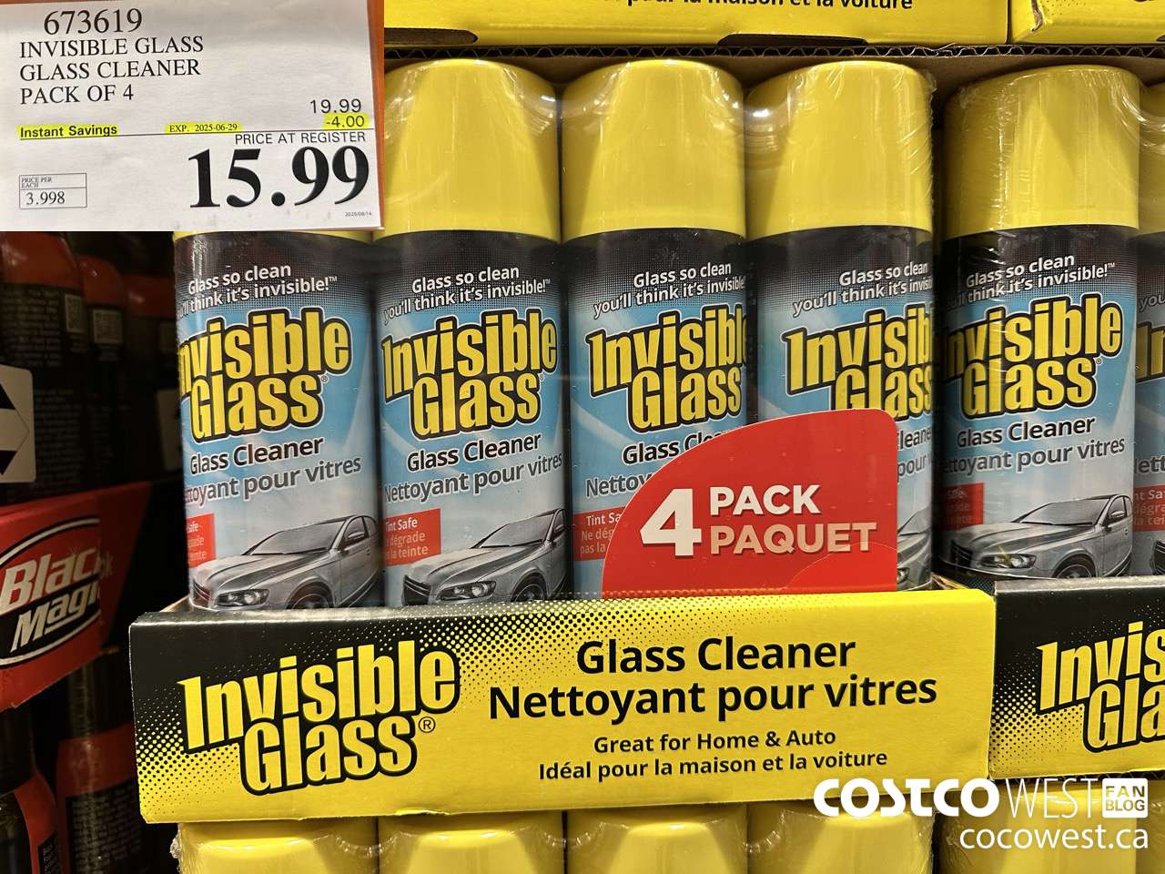 673619 INVISIBLE GLASS GLASS CLEANER 4 X 539 g ($4.00 INSTANT SAVINGS EXPIRES ON 2025-06-29) $15.99