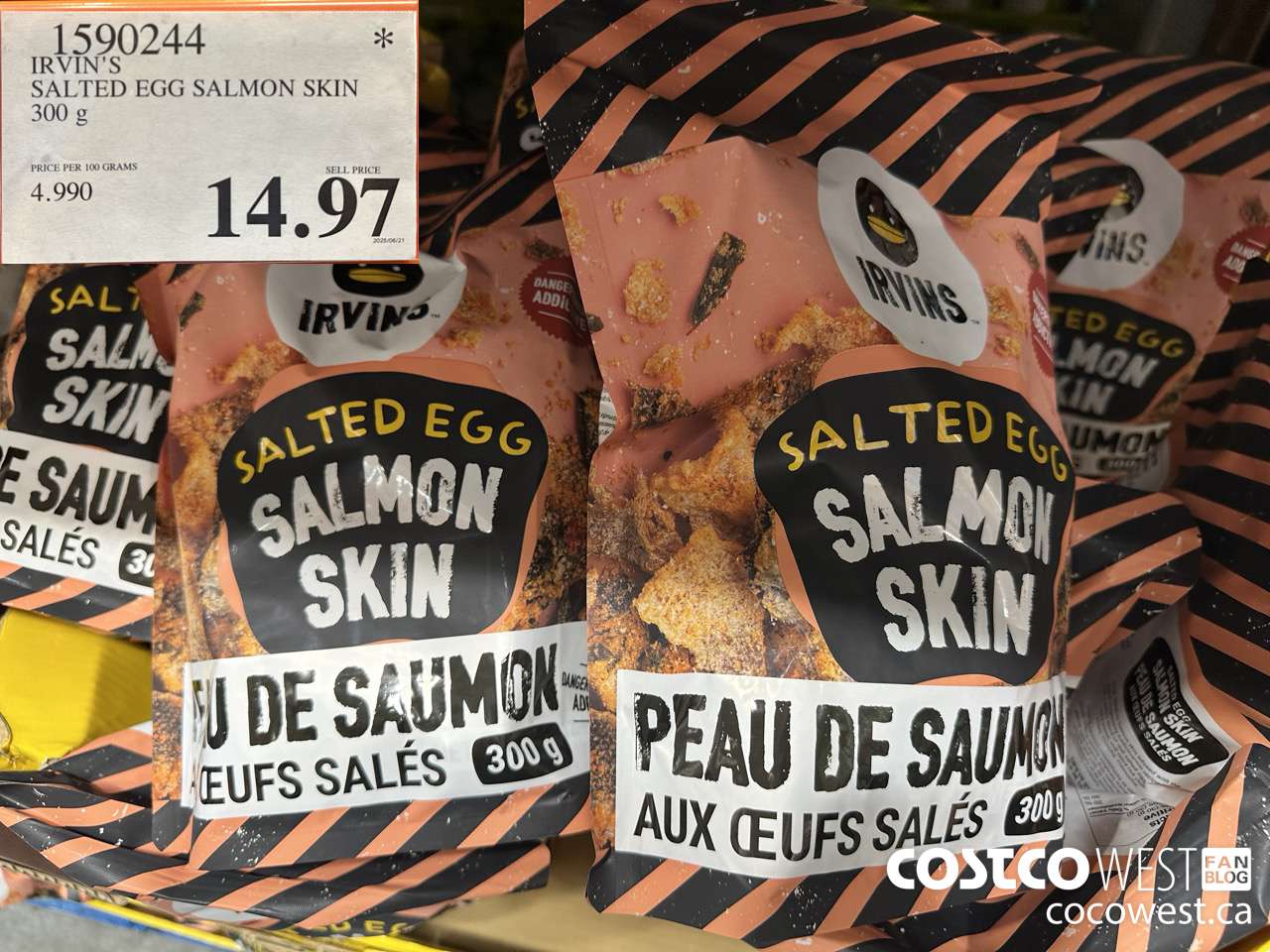1590244 IRVINS SALTED EGG SALMON SKIN 300G $14.97