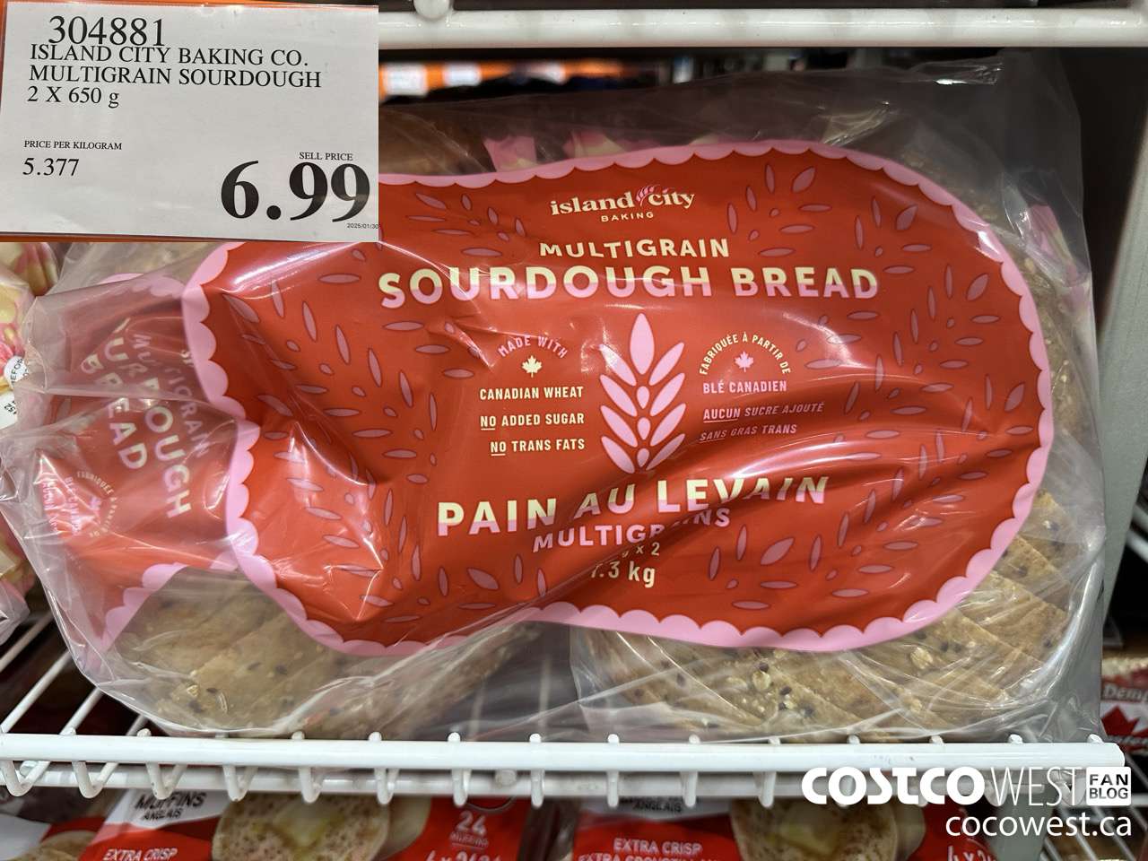 304881 ISLAND CITY BAKING CO. MULTIGRAIN SOURDOUGH SLICED 2 X 650 G $6.99