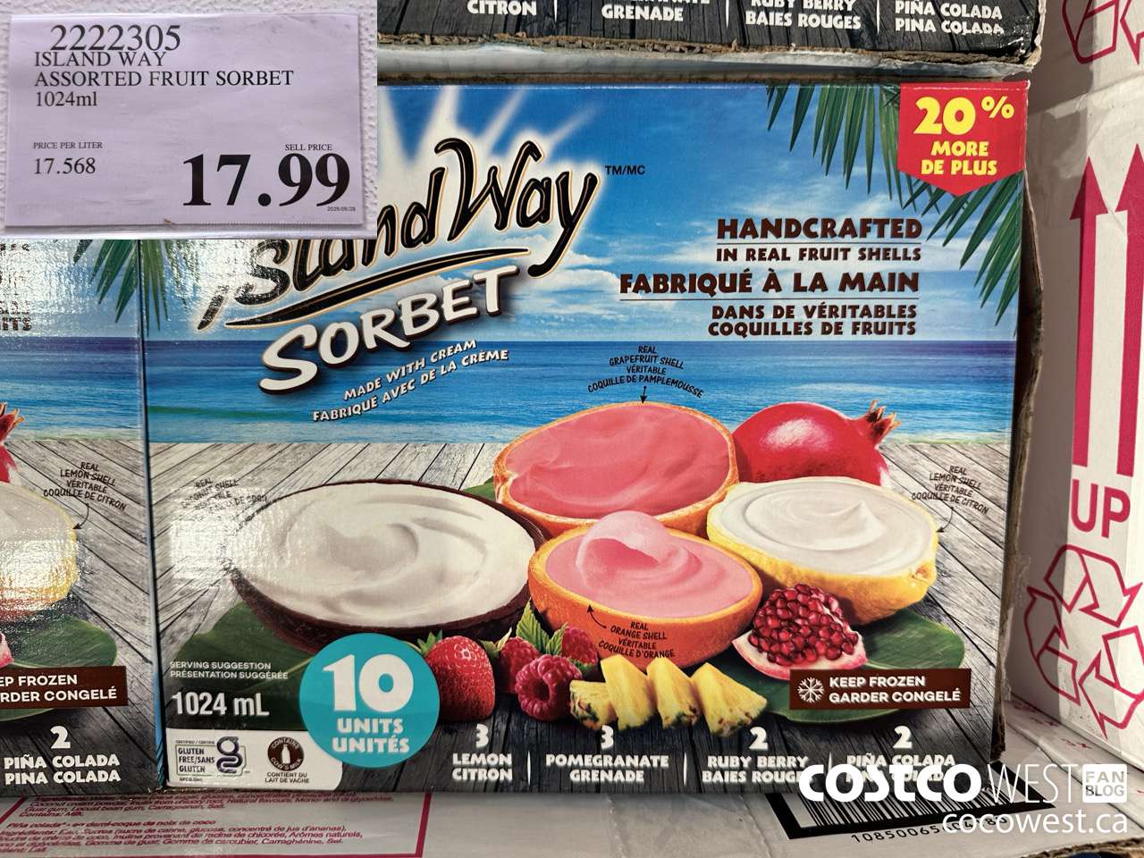 2222305 ISLAND WAY ASSORTED FRUIT SORBET 1024 ML $17.99