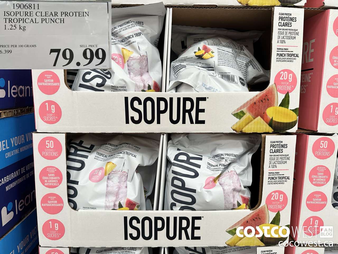 1906811 ISOPURE CLEAR PROTEIN TROPICAL PUNCH 1.25KG $79.99