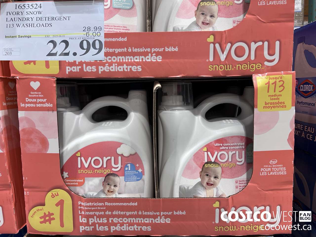 1653524 IVORY SNOW LAUNDRY DETERGENT 113 WASHLOADS ($6.00 INSTANT SAVINGS EXPIRES ON 2025-06-01) $22.99