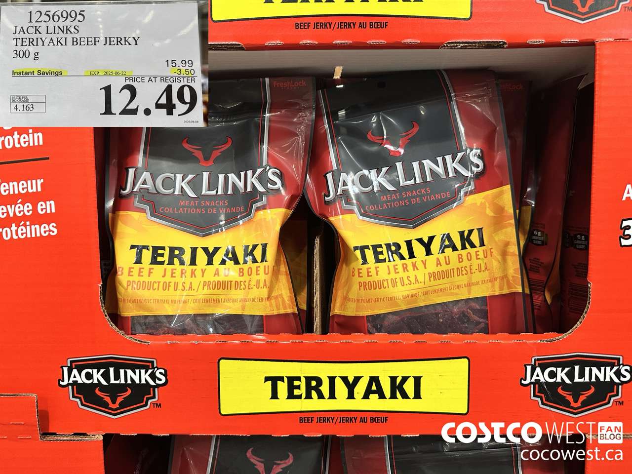 1256995 JACK LINKS TERIYAKI BEEF JERKY 300g ($3.50 INSTANT SAVINGS EXPIRES ON 2025-06-22) $12.49