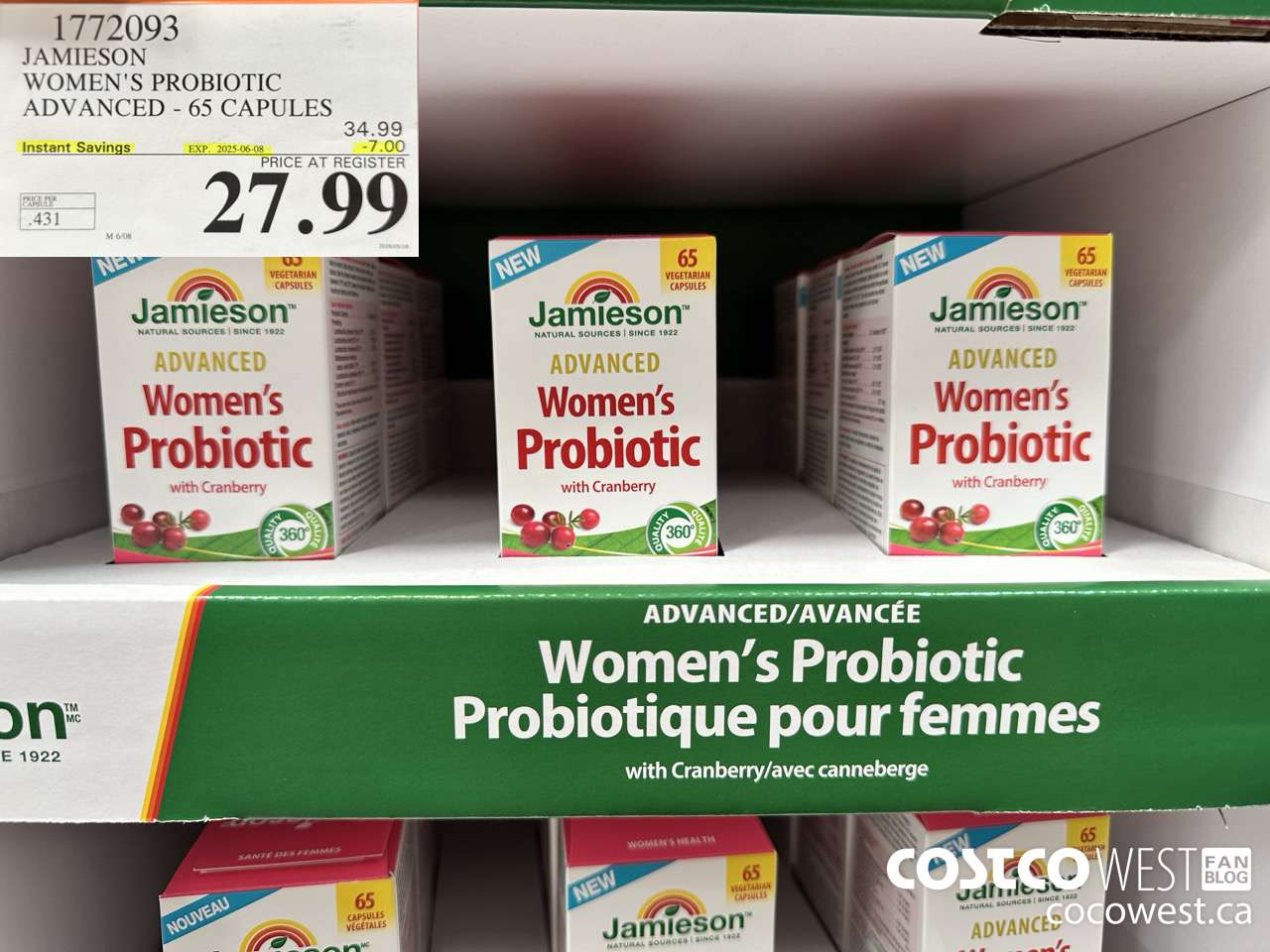 1772093 JAMIESON WOMEN'S PROBIOTIC ADVANCED - 65 CAPS ($7.00 INSTANT SAVINGS EXPIRES ON 2025-06-08) $27.99