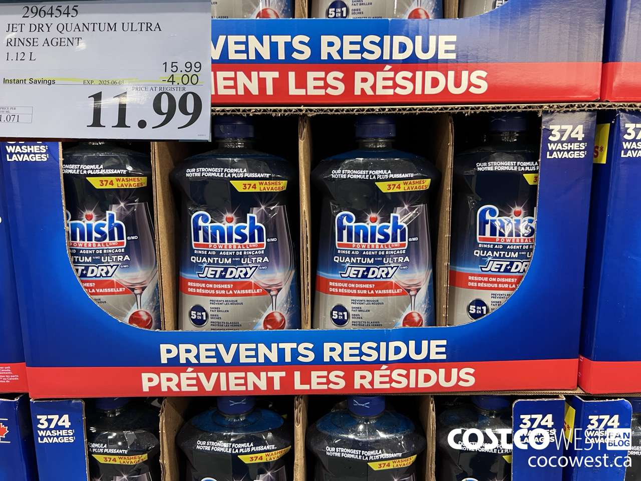 2964545 JET DRY QUANTUM ULTRA RINSE AGENT 1.12L ($4.00 INSTANT SAVINGS EXPIRES ON 2025-06-08) $11.99