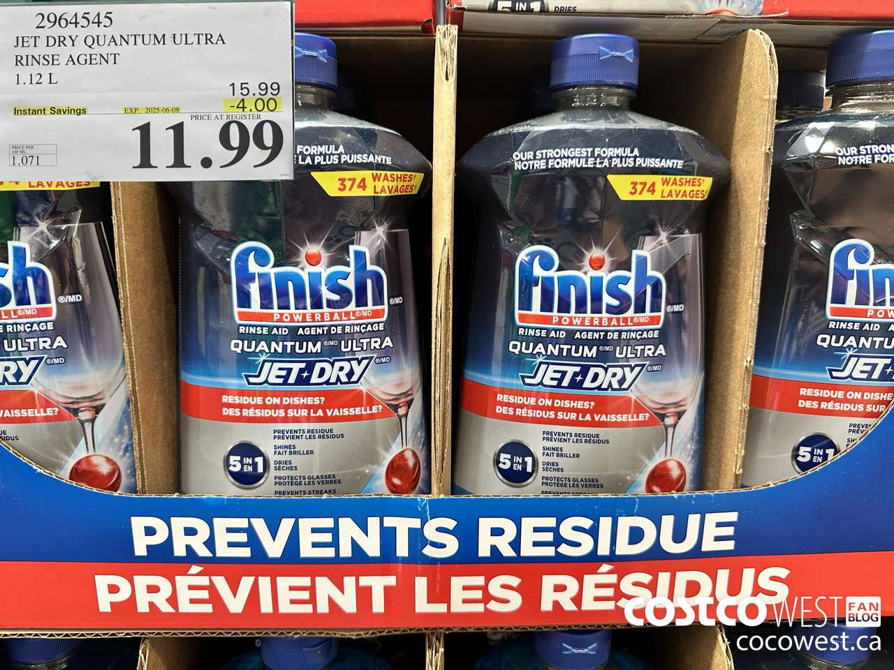 2964545 JET DRY QUANTUM ULTRA RINSE AGENT 1.12L ($4.00 INSTANT SAVINGS EXPIRES ON 2025-06-08) $11.99