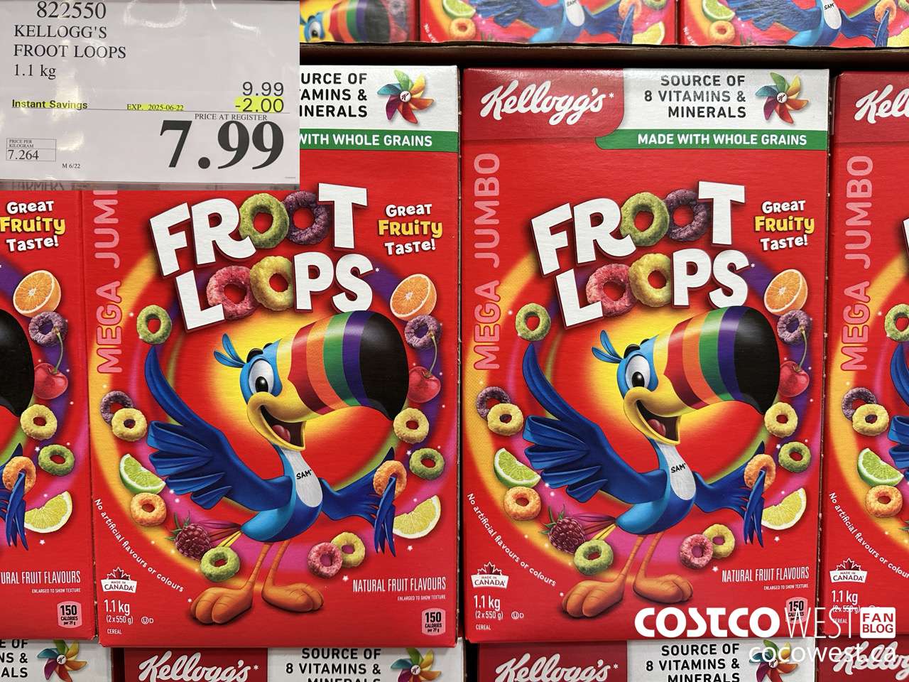 822550 KELLOGGS FROOT LOOPS 1.1 kg ($2.00 INSTANT SAVINGS EXPIRES ON 2025-06-22) $7.99