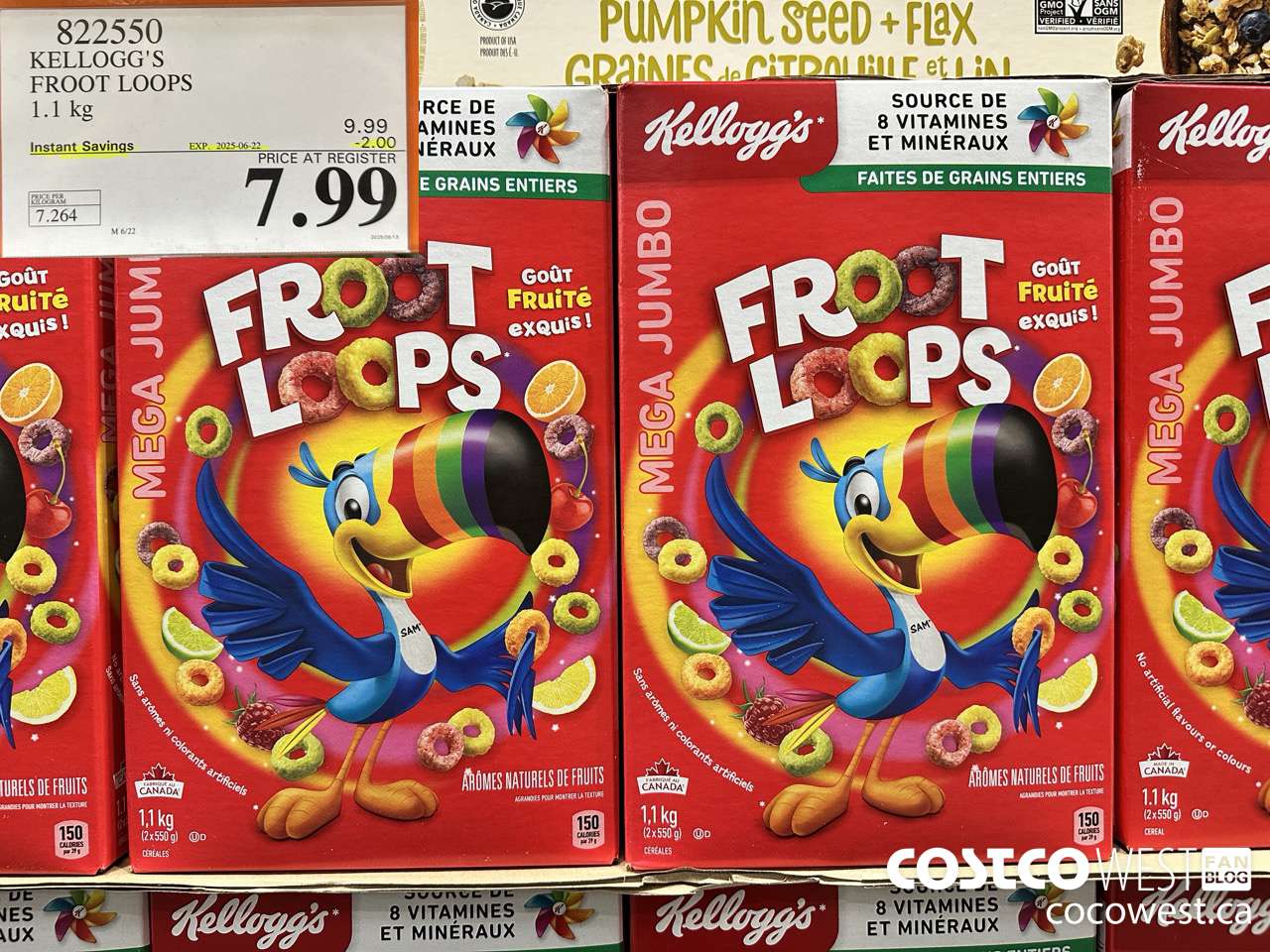 822550 KELLOGGS FROOT LOOPS 1.1 kg ($2.00 INSTANT SAVINGS EXPIRES ON 2025-06-22) $7.99