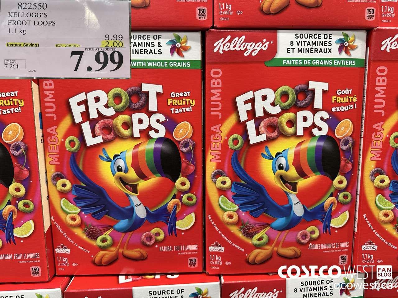 822550 KELLOGGS FROOT LOOPS 1.1 kg ($2.00 INSTANT SAVINGS EXPIRES ON 2025-06-22) $7.99