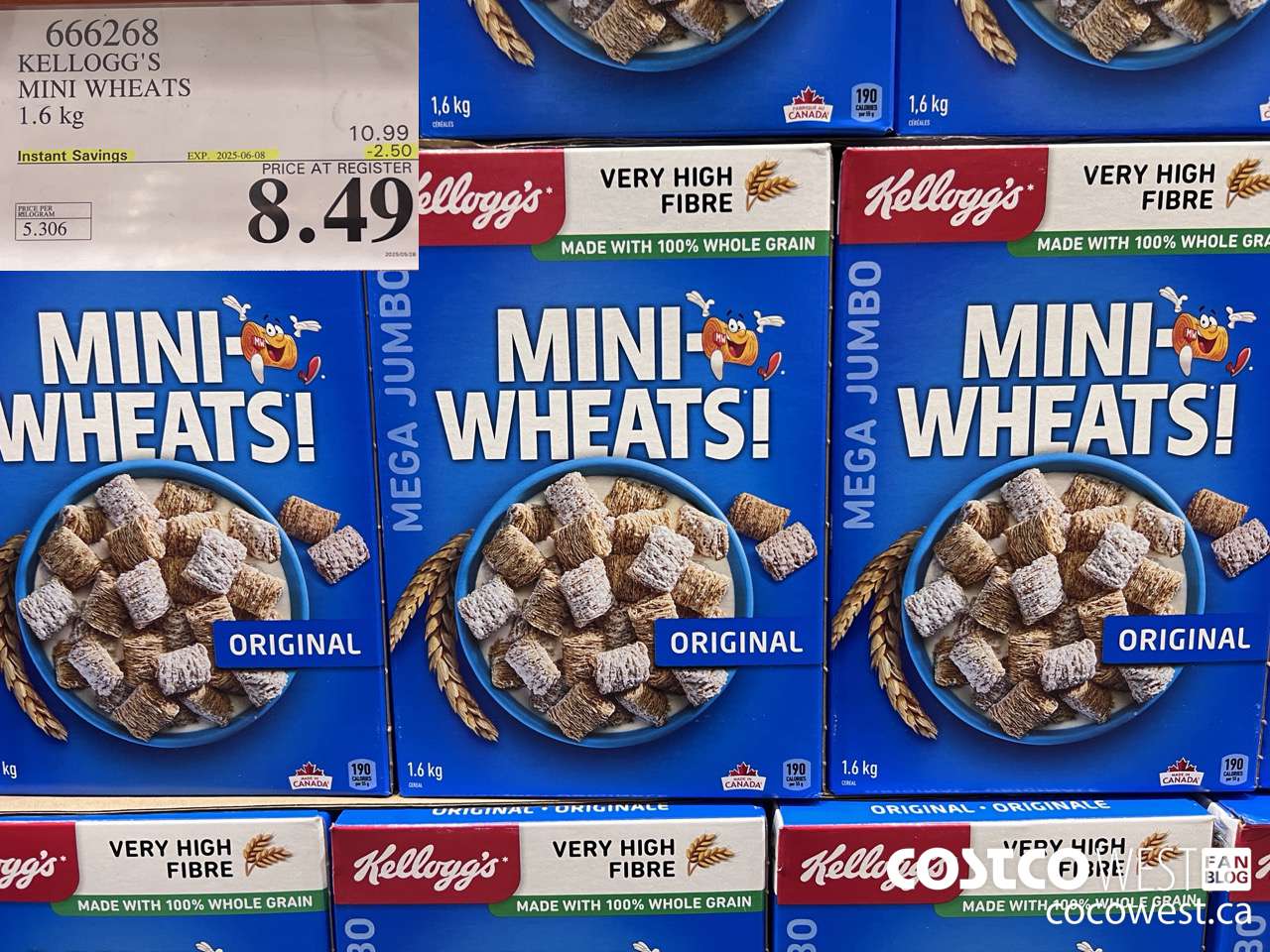666268 KELLOGG'S MINI WHEATS 1.6 kg ($2.50 INSTANT SAVINGS EXPIRES ON 2025-06-08) $8.49