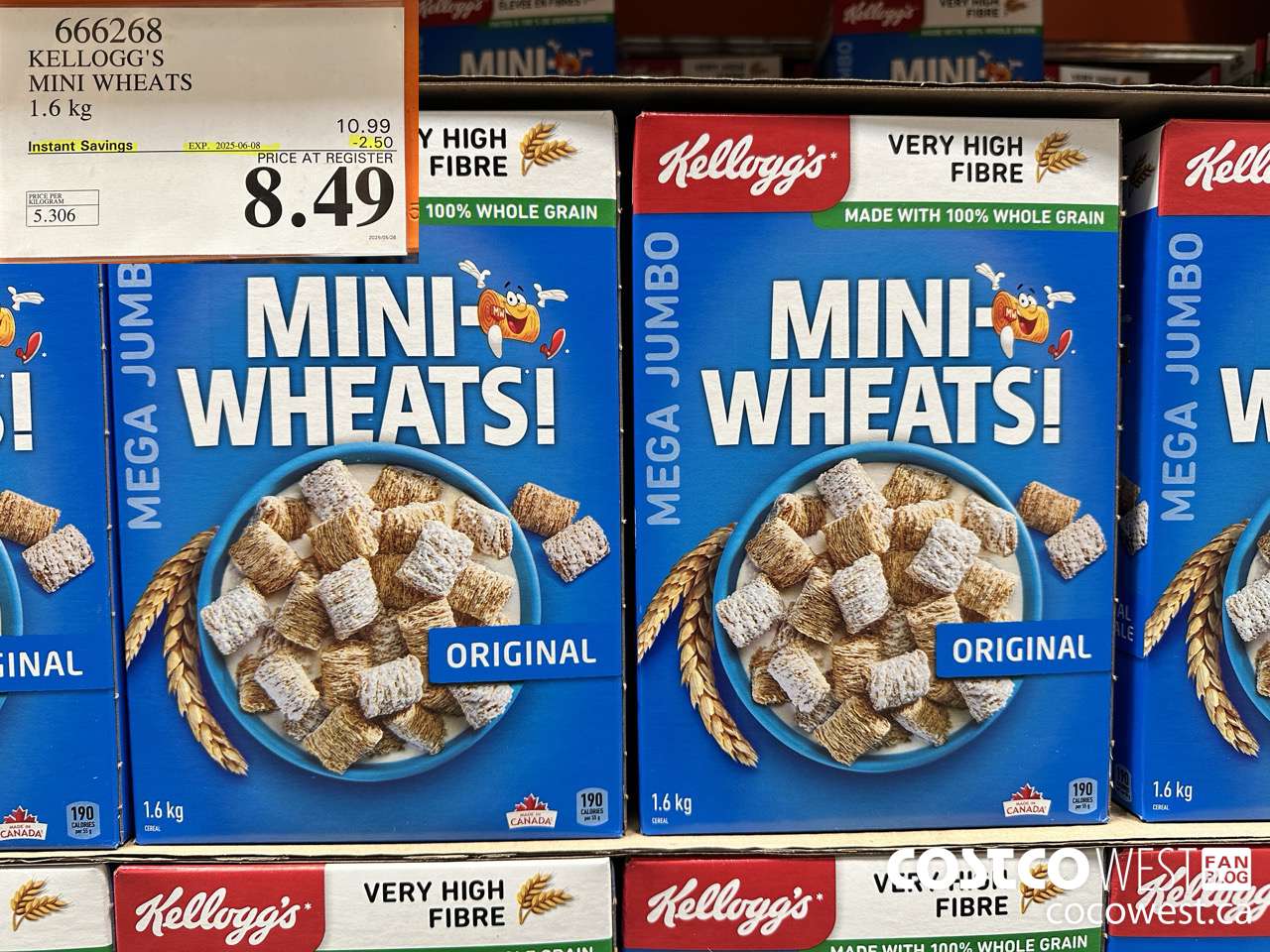 666268 KELLOGG'S MINI WHEATS 1.6 kg ($2.50 INSTANT SAVINGS EXPIRES ON 2025-06-08) $8.49