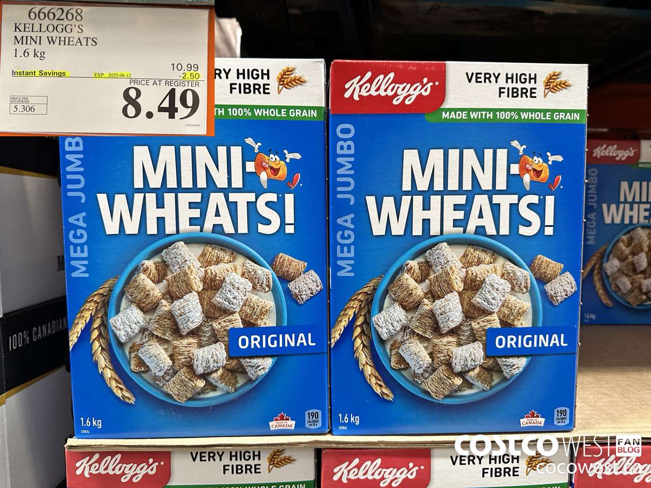 666268 KELLOGG'S MINI WHEATS 1.6 kg ($2.50 INSTANT SAVINGS EXPIRES ON 2025-06-12) $8.49