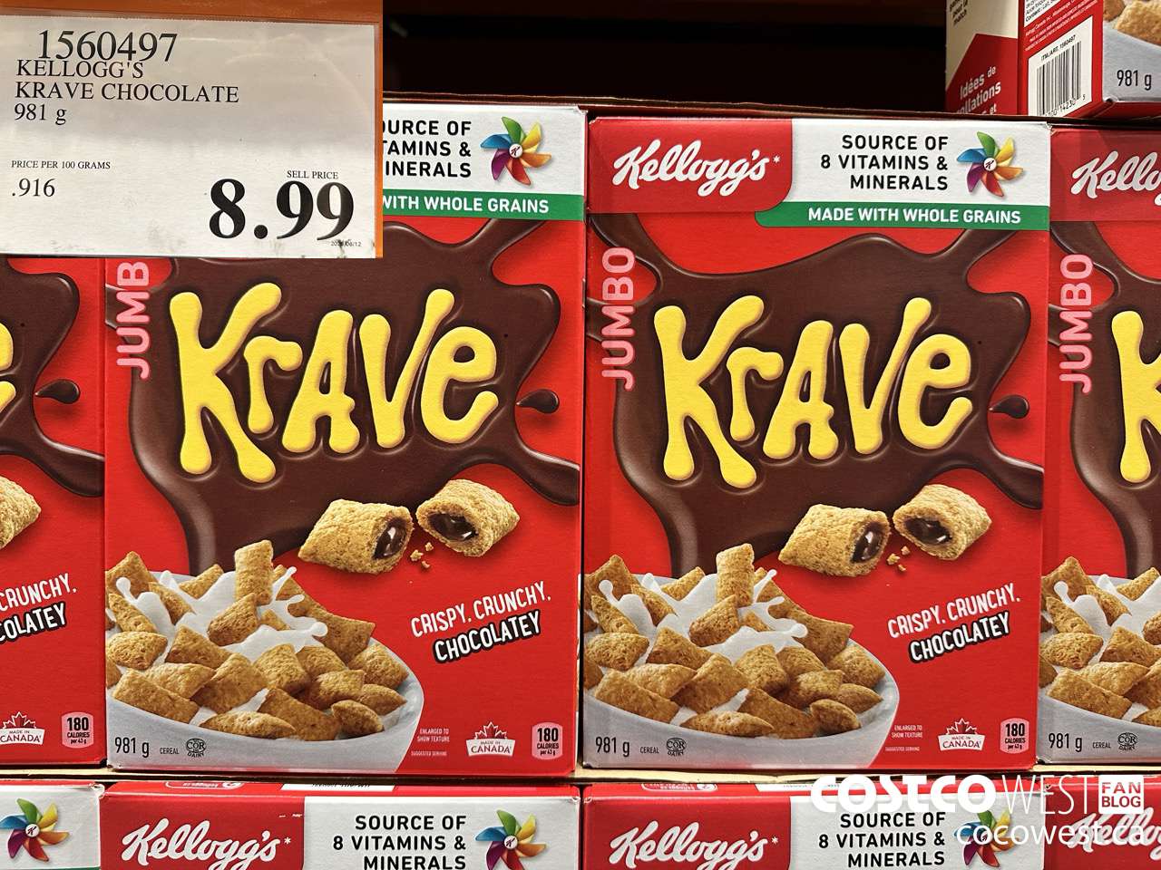 1560497 KELLOG'S KRAVE CHOCOLATE 981G $8.99