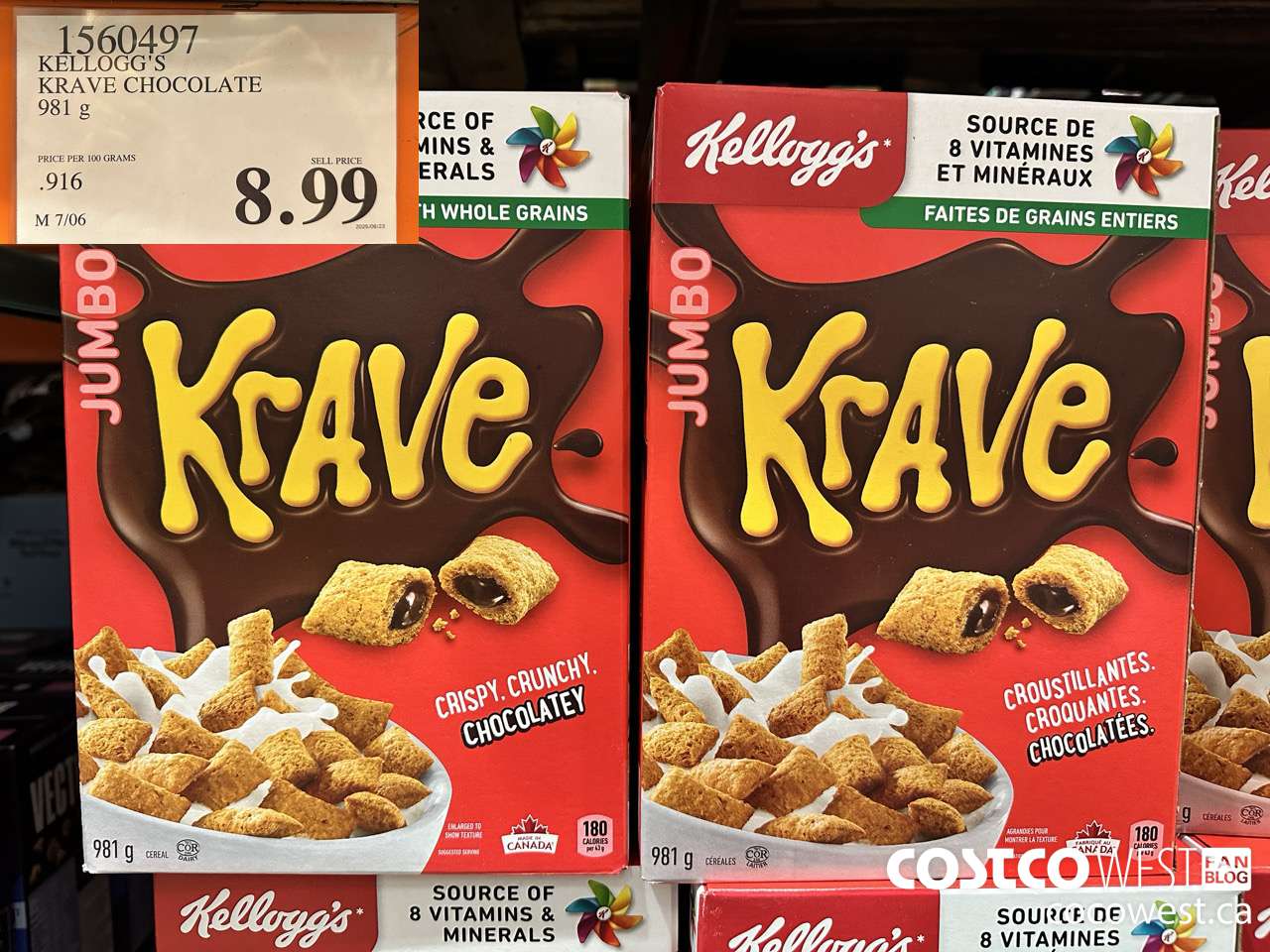 1560497 KELLOG'S KRAVE CHOCOLATE 981G $8.99