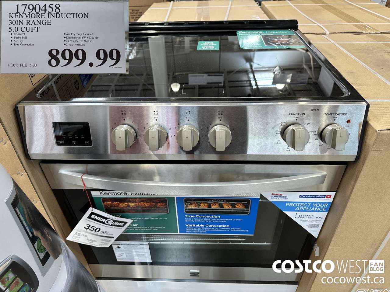 1790458 KENMORE INDUCTION 30IN RANGE 5.0 CUFT $899.99