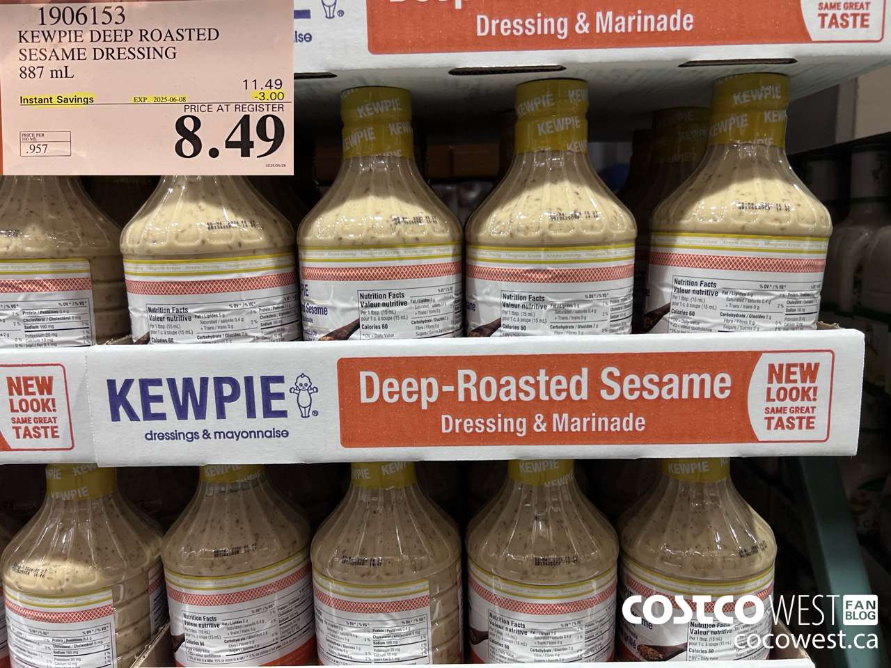 1906153 KEWPIE DEEP ROASTED SESAME DRESSING 887 mL ($3.00 INSTANT SAVINGS EXPIRES ON 2025-06-08) $8.49
