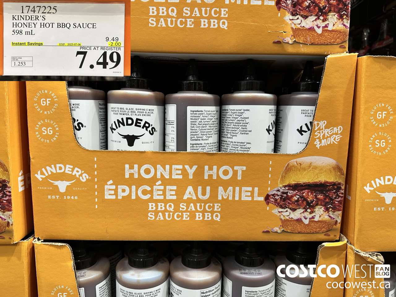 1747225 KINDER'S HONEY HOT BBQ SAUCE 598 ML ($2.00 INSTANT SAVINGS EXPIRES ON 2025-07-06) $7.49