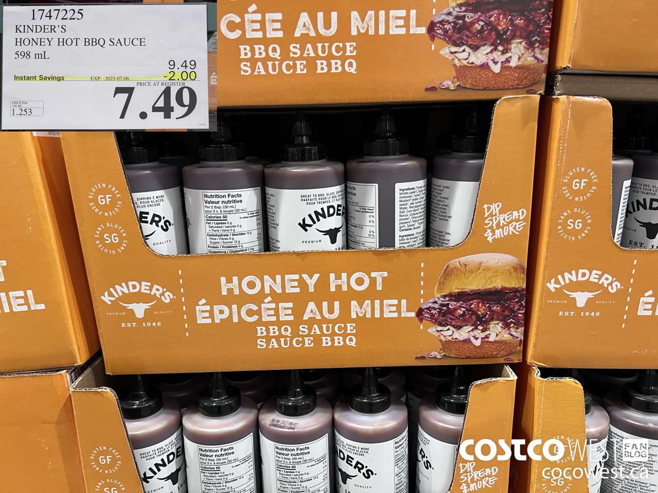 1747225 KINDER'S HONEY HOT BBQ SAUCE 598 ML ($2.00 INSTANT SAVINGS EXPIRES ON 2025-07-06) $7.49