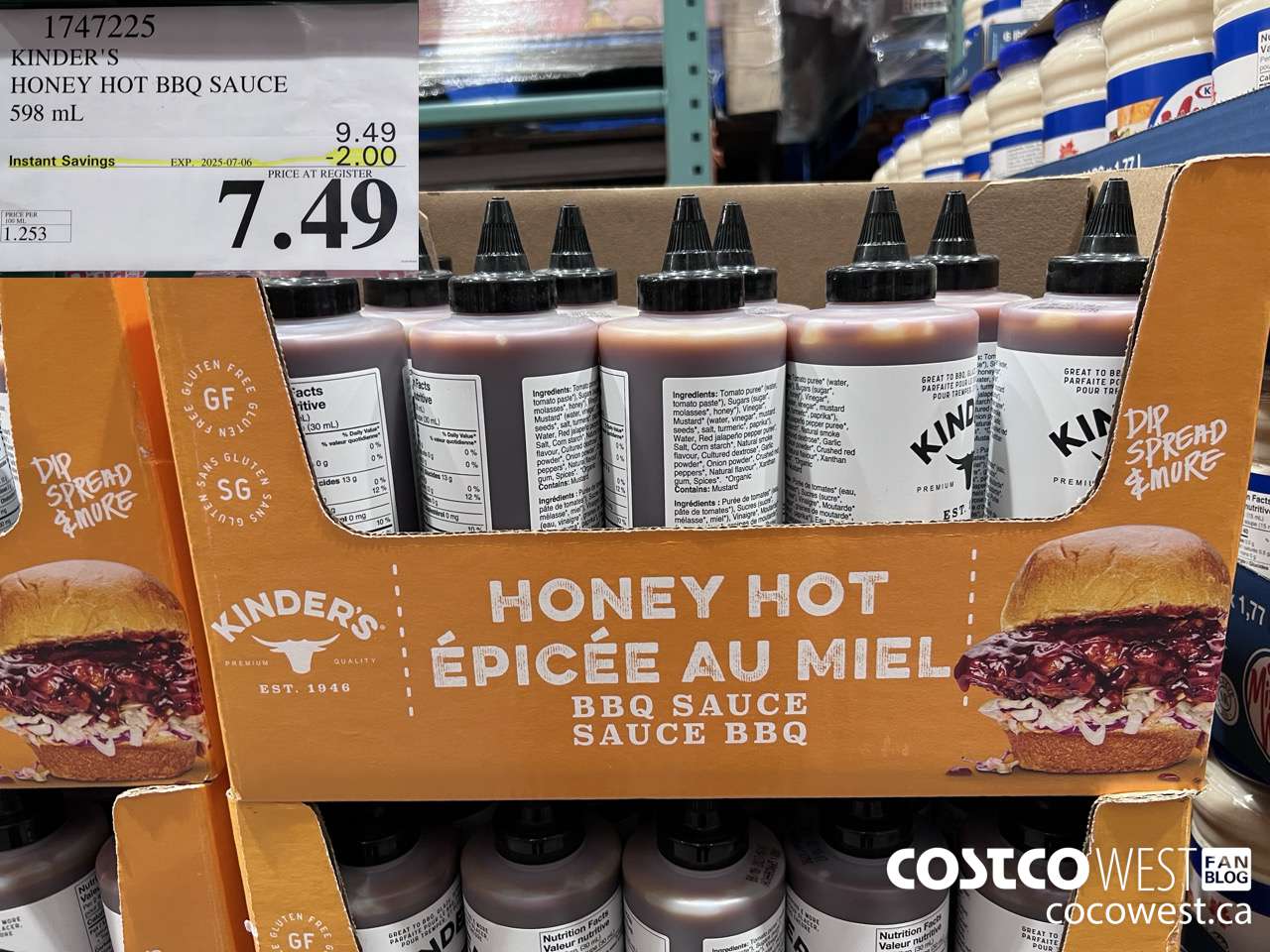 1747225 KINDER'S HONEY HOT BBQ SAUCE 598 ML ($2.00 INSTANT SAVINGS EXPIRES ON 2025-07-06) $7.49