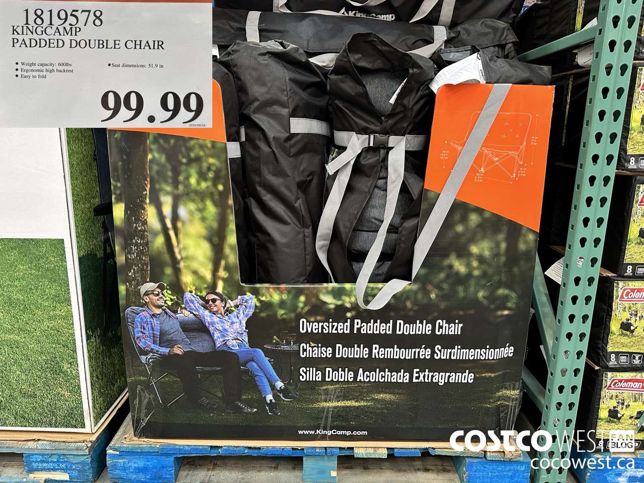 1819578 KINGCAMP PADDED DOUBLE CHAIR $99.99