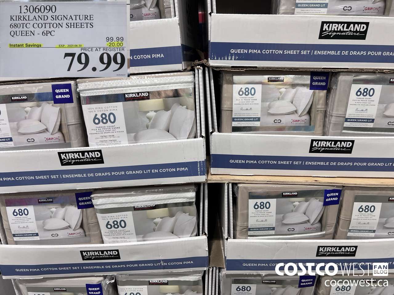 1306090 KIRKLAND SIGNATURE 680TC COTTON SHEETS QUEEN 6PC ($20.00 INSTANT SAVINGS EXPIRES ON 2025-06-30) $79.99