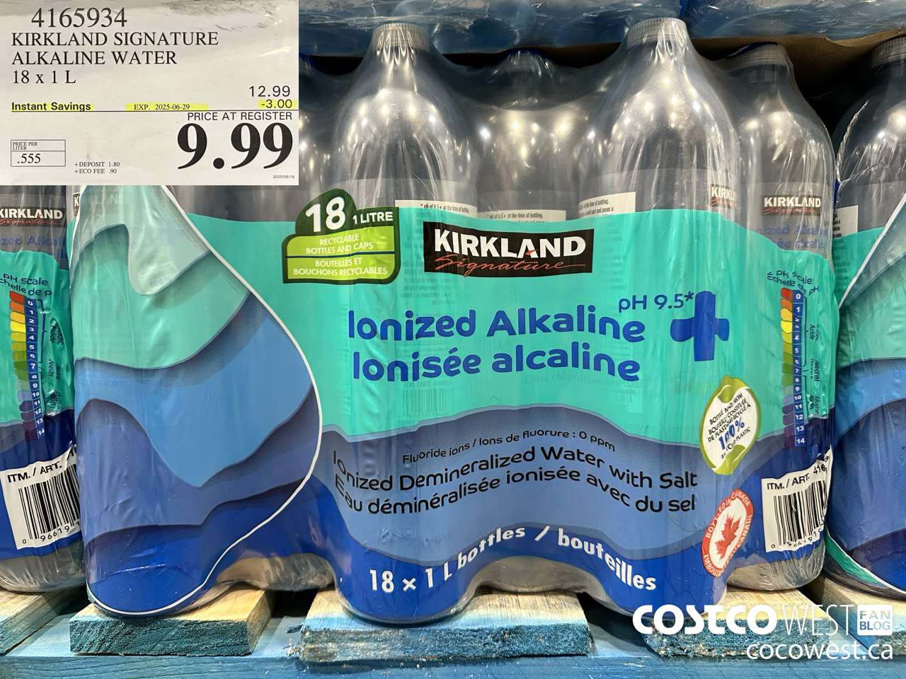 4165934 KIRKLAND SIGNATURE ALKALINE WATER 18/1 LITER ($3.00 INSTANT SAVINGS EXPIRES ON 2025-06-29) $9.99