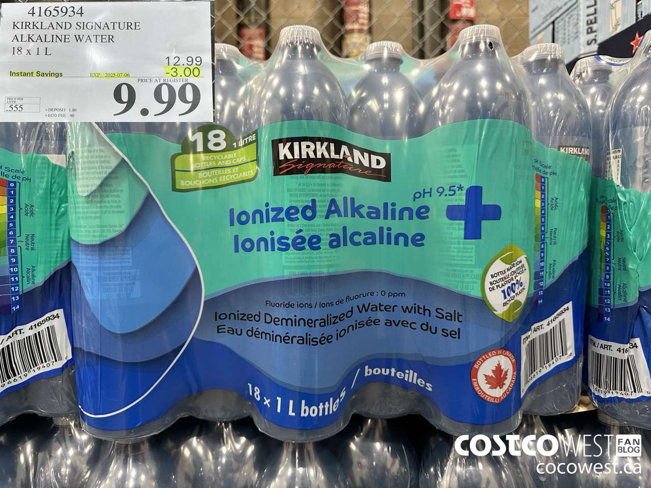 4165934 KIRKLAND SIGNATURE ALKALINE WATER 18/1 LITER ($3.00 INSTANT SAVINGS EXPIRES ON 2025-07-06) $9.99