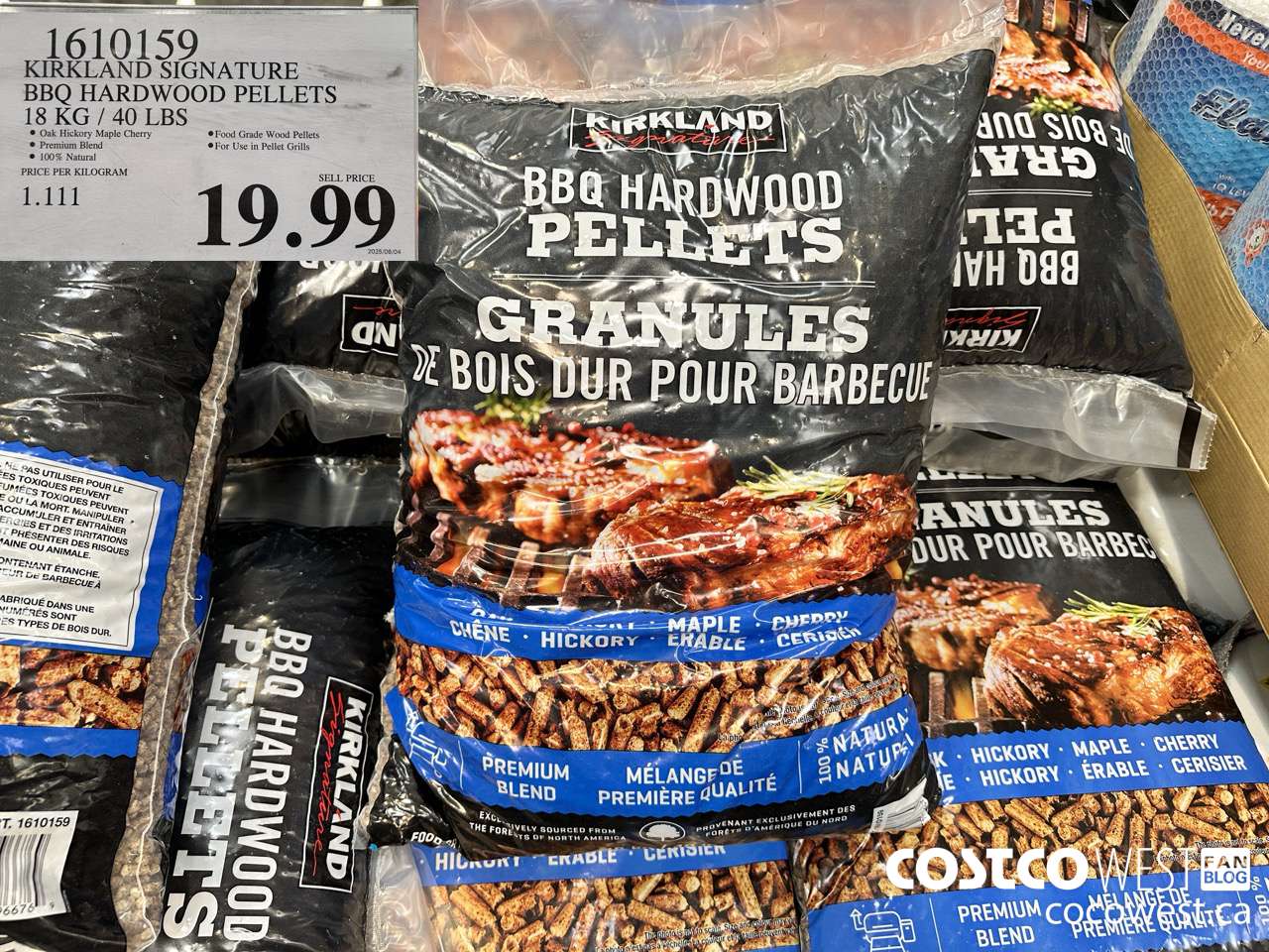 1610159 KIRKLAND SIGNATURE BBQ HARDWOOD PELLETS 18 KG / 40 LBS $19.99