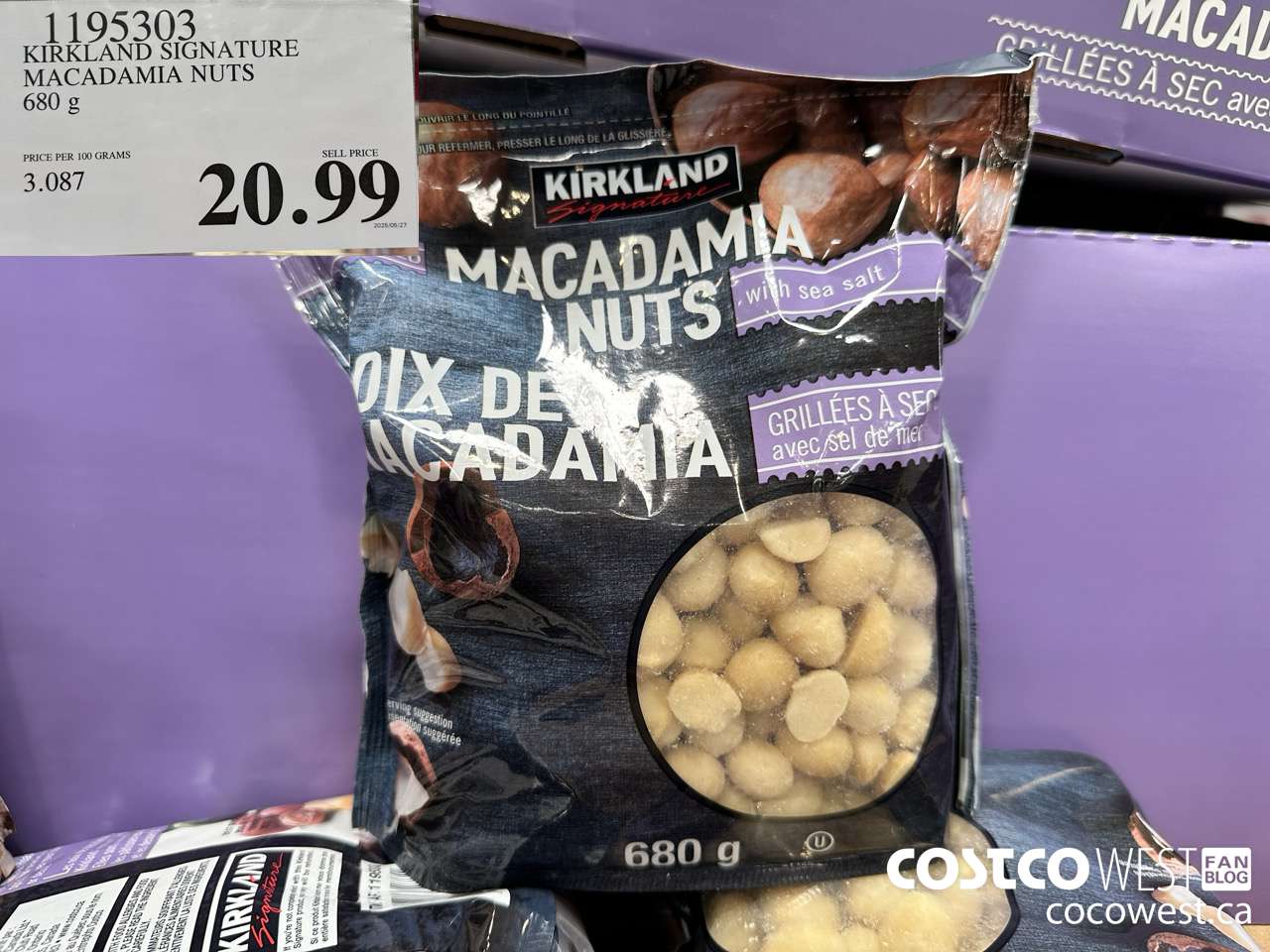 1195303 KIRKLAND SIGNATURE MACADAMIA NUTS 1.5 LBS $20.99