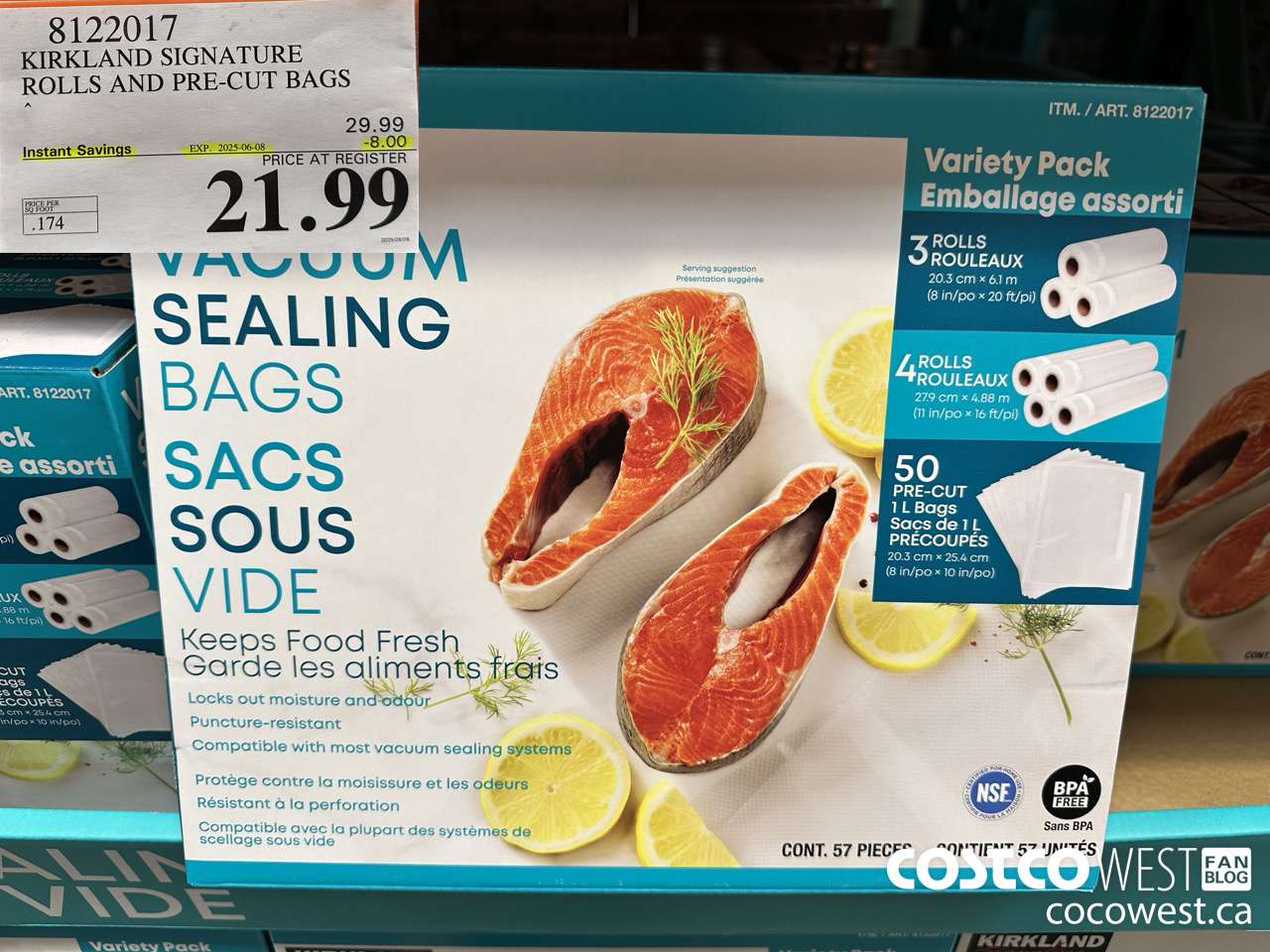 8122017 KIRKLAND SIGNATURE ROLLS AND PRE-CUT BAGS  ($8.00 INSTANT SAVINGS EXPIRES ON 2025-06-08) $21.99